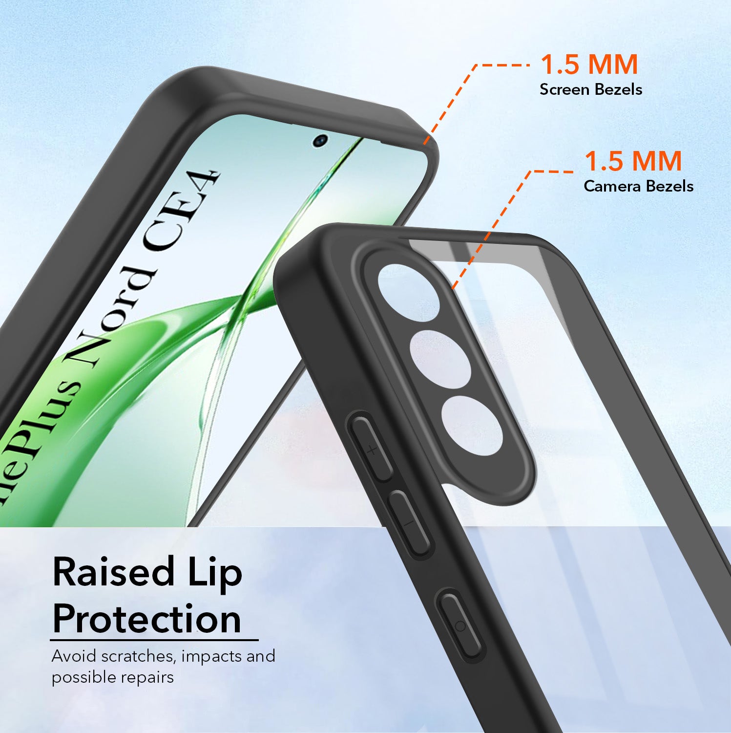For Oneplus Nord CE 4 Combo with Back Cover and 9H Tempered Glass (Lifetime Anti-Yellow | Crystal Clear Shockproof | Oleophobic Coating Screen Glass)