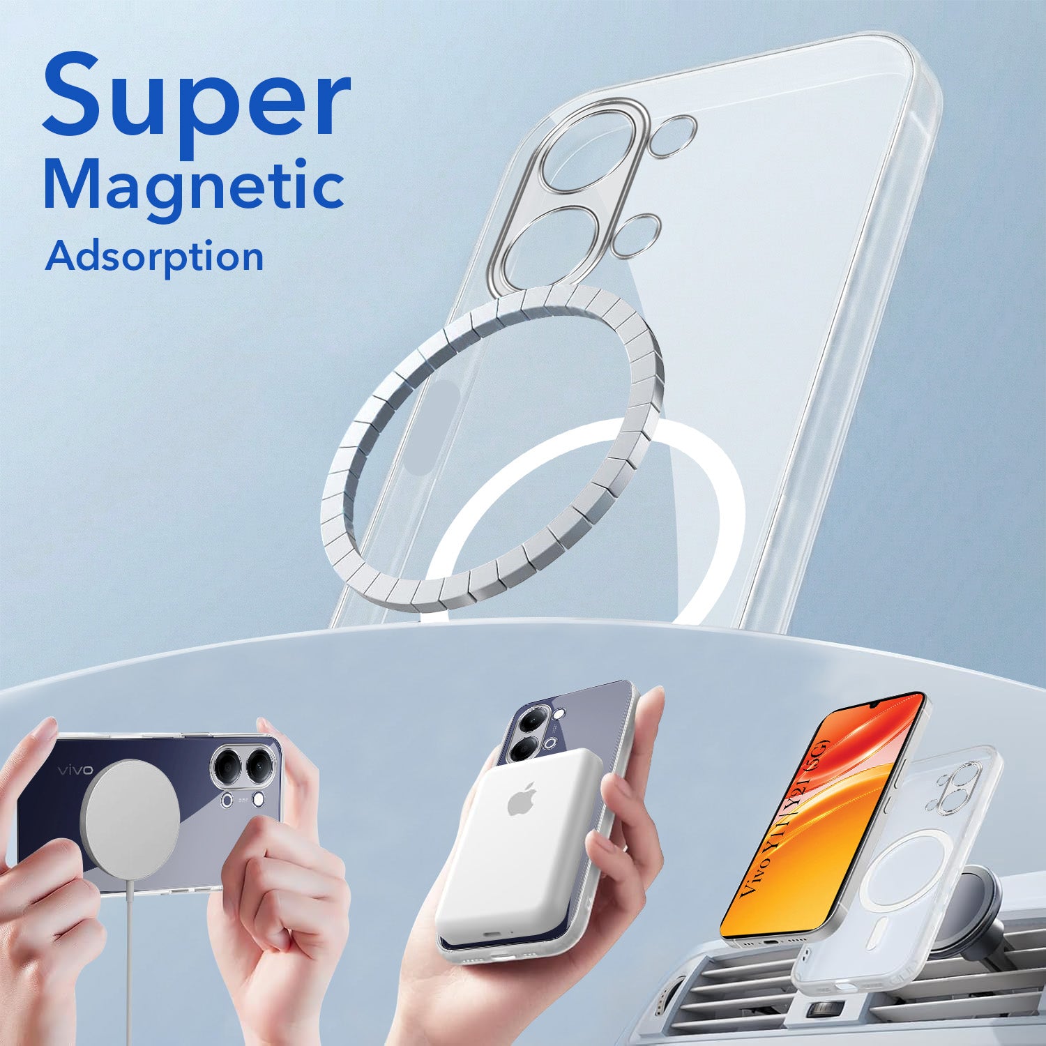 For Vivo Y11 | Vivo Y21 5G Back Cover Case Lifetime Anti-Yellow MagSafe Compatible Clear (Sleek Hard Crystal | Shockproof and Camera Protection)