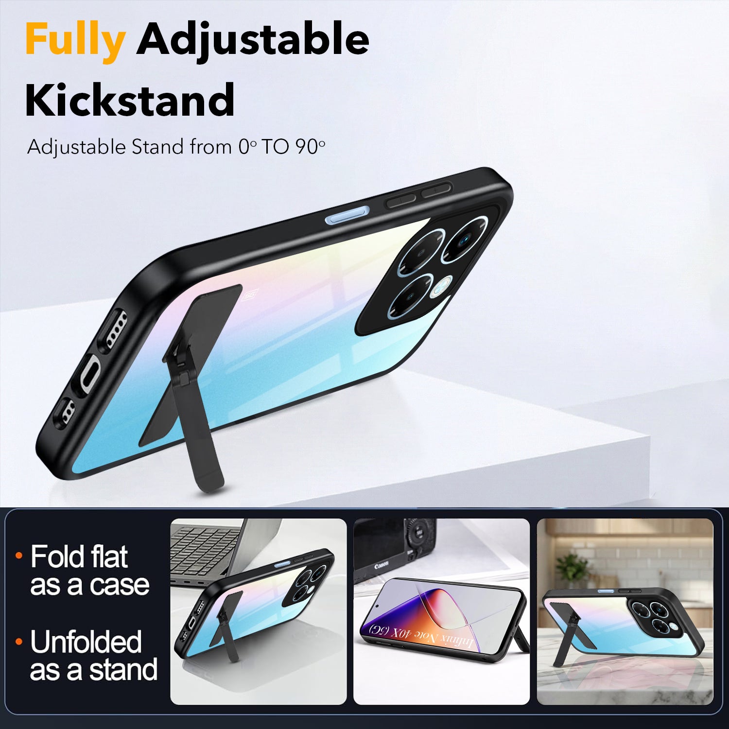 For Infinix Note 40X 5G Back Cover Case (Built-in Stand | Lifetime Anti Yellow | Kickstand Shockproof | Camera Protection | MagSafe Compatible)