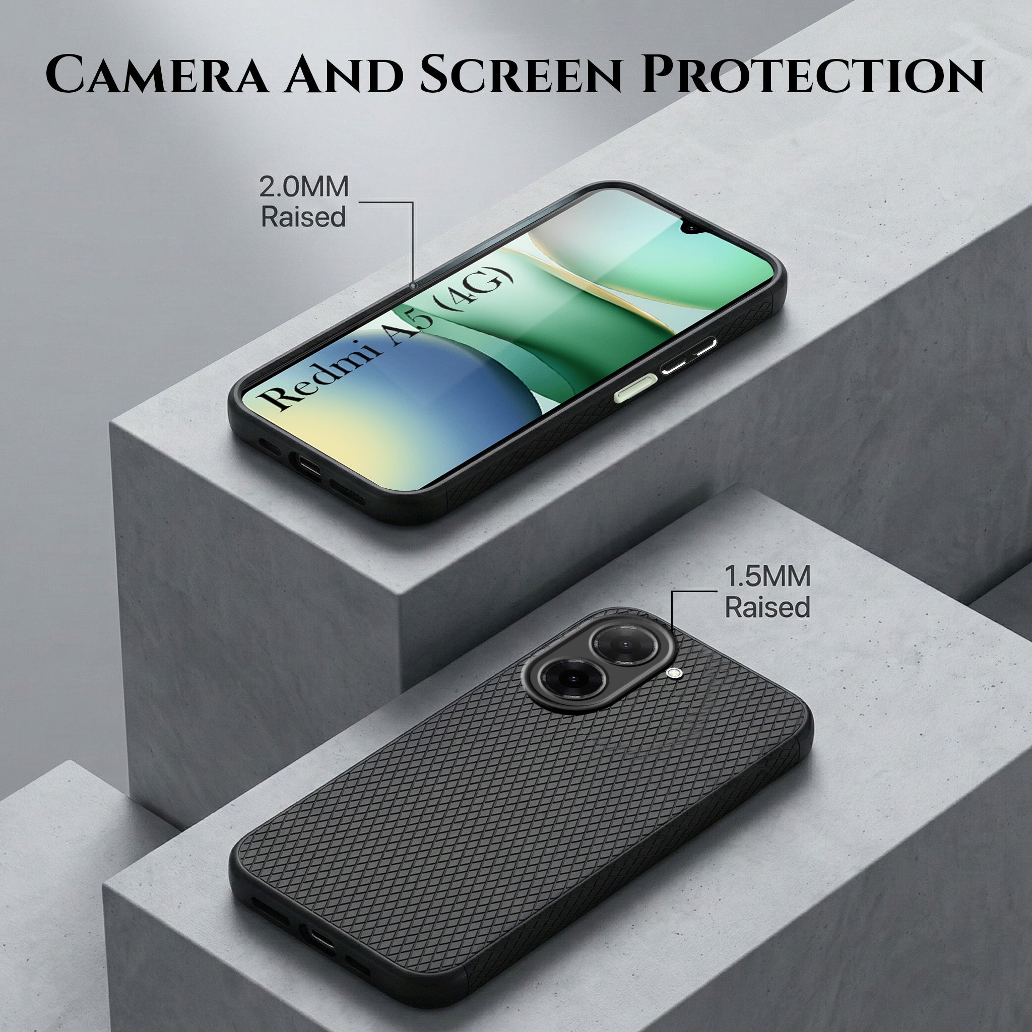 For Redmi A5 4G Combo with Back Cover and 9H Tempered Glass (Liquid Silicone | Camera Protection | Oleophobic Coating Screen Glass) (Copy)