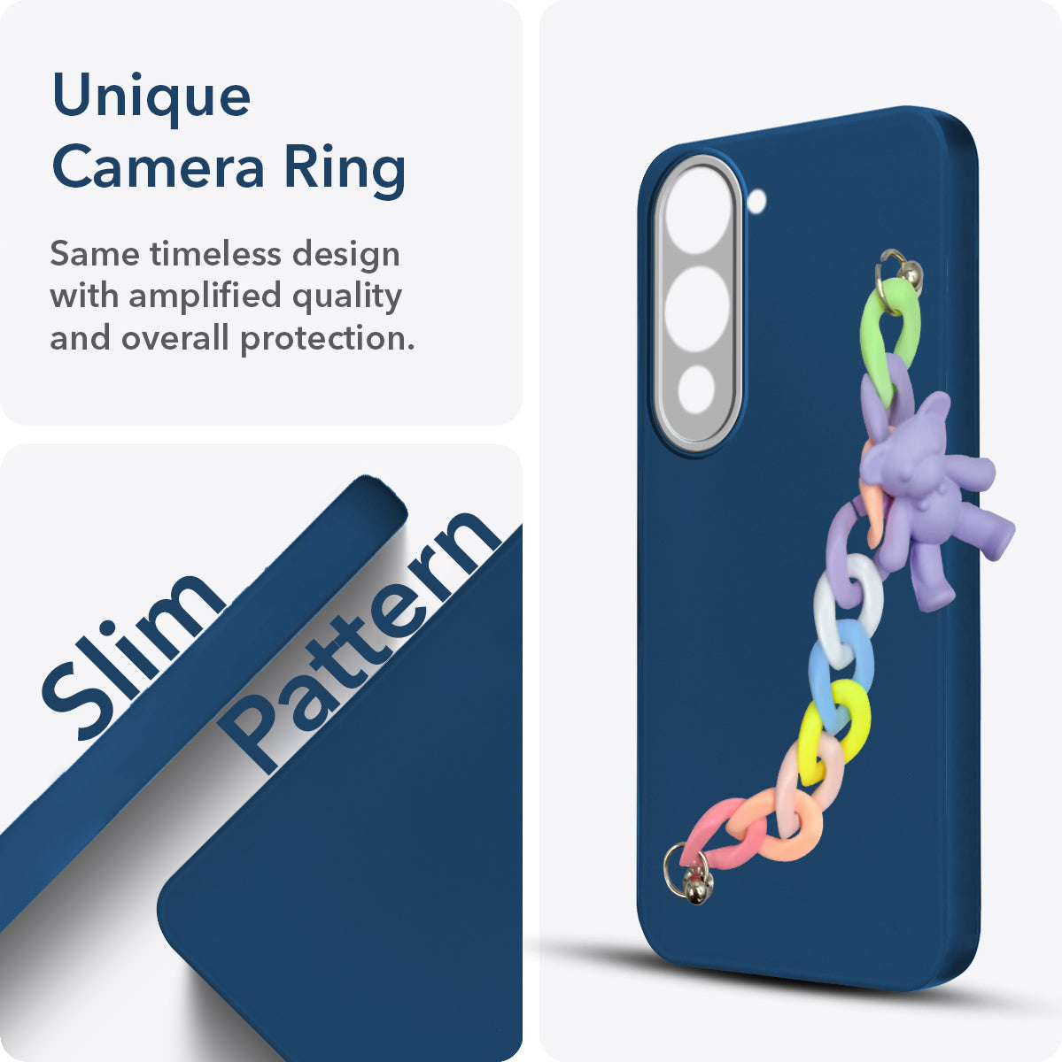 For Vivo iQOO Z10 Lite Back Cover Case ( Wrist Hanging Chain | Teddy Bracelet Charms | Dual Color Matte Finish | Full Camera Protection | Sleek and