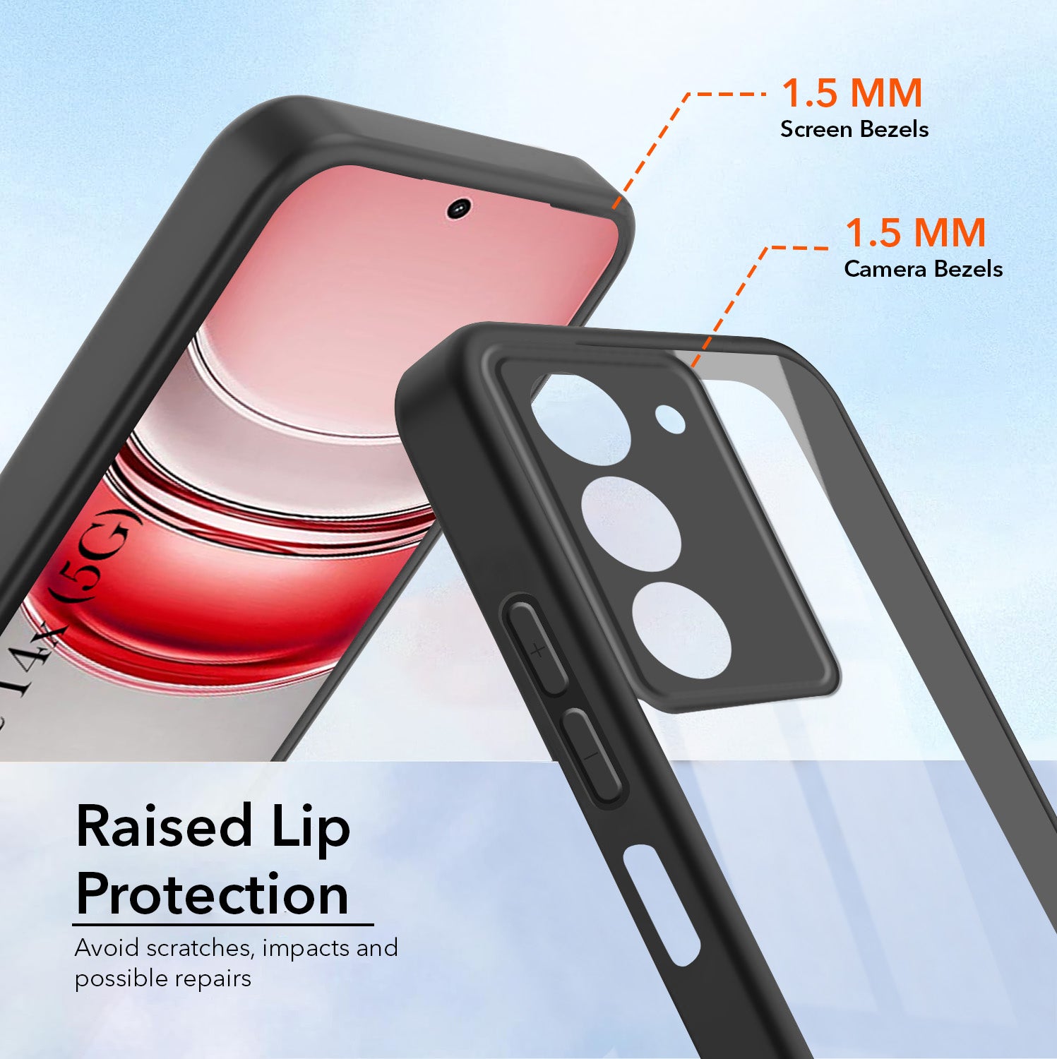 For Realme 14X Combo with Back Cover and 9H Tempered Glass (Lifetime Anti-Yellow | Crystal Clear Shockproof | Oleophobic Coating Screen Glass)