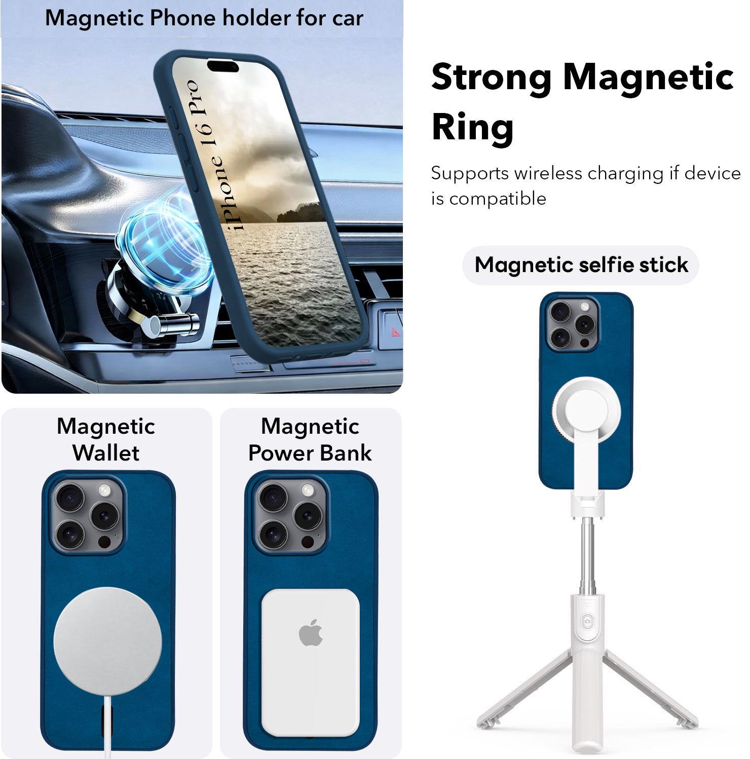 For Apple iPhone 16 Pro Back Cover Case (Sleek Leather Finish | MagSafe Compatible Wireless Charging | Camera Bump Protection)