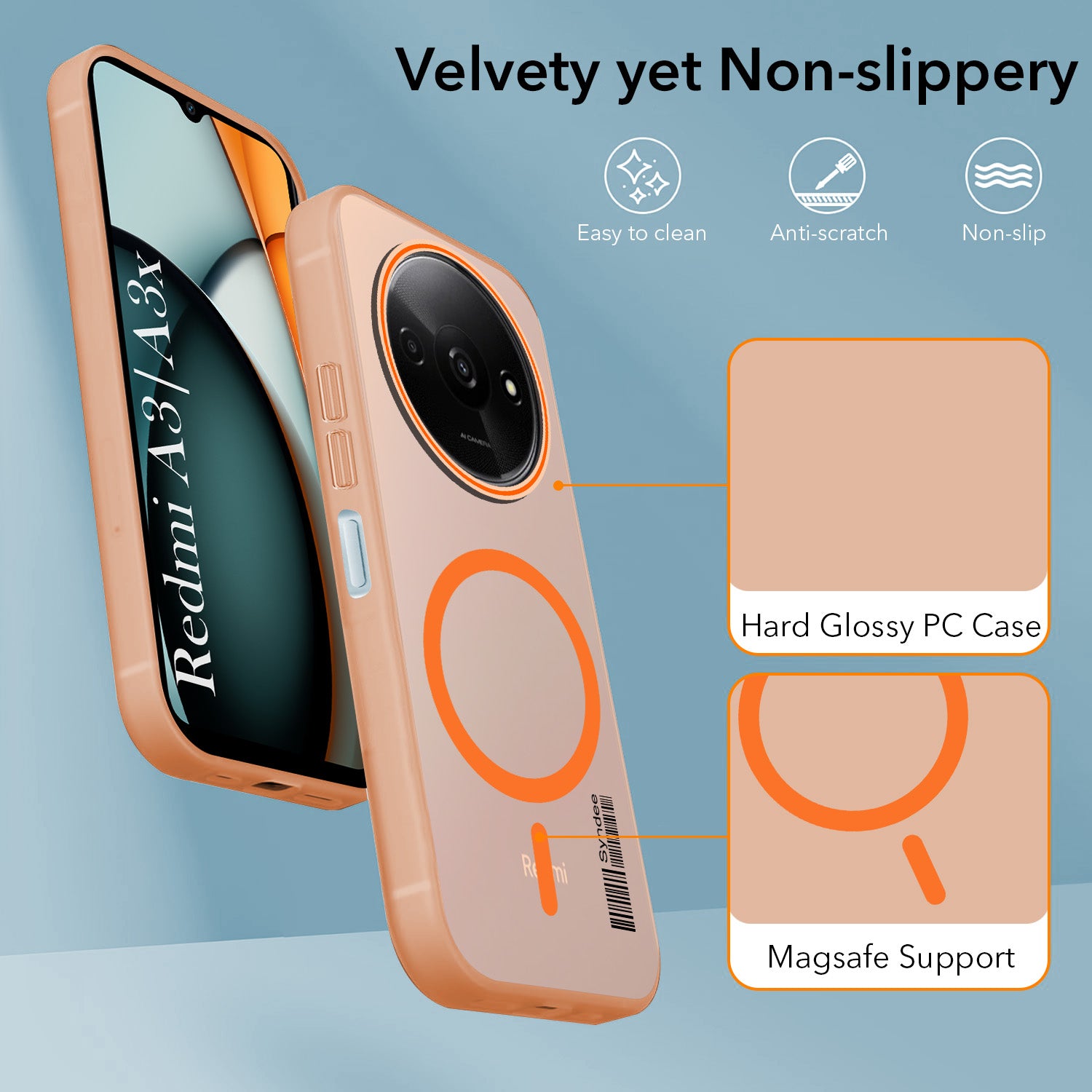 For Redmi A3 2024 | Redmi A3x Back Cover Case (Soft Touch | Camera Bump Protection | MagSafe Compatible | Matte Finish)