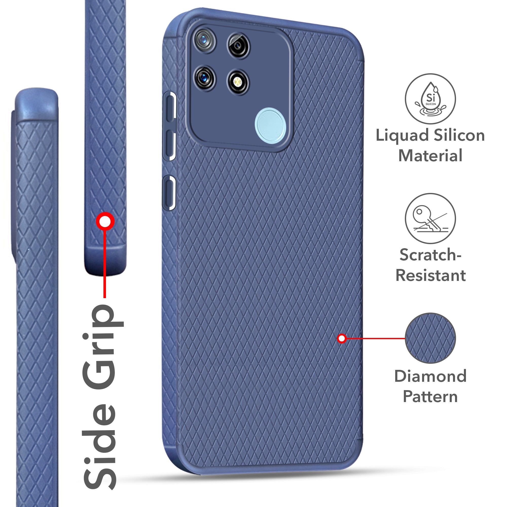 For Realme Narzo 20 Back Cover Case Liquid Silicone (Camera Protection | Side Grip Texture | Soft and Flexible)