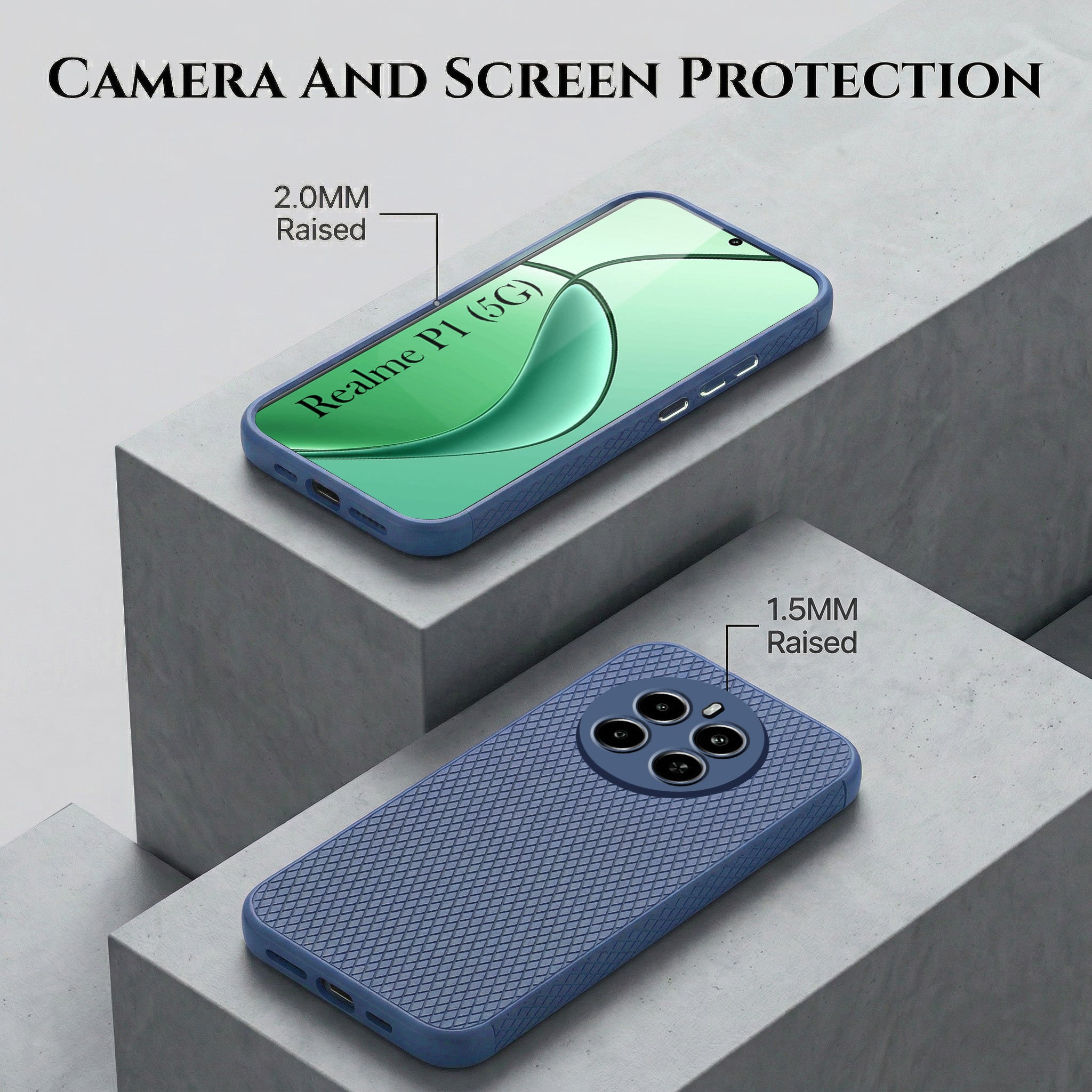For Realme P1 5G Combo with Back Cover and 9H Tempered Glass (Liquid Silicone | Camera Protection | Oleophobic Coating Screen Glass)