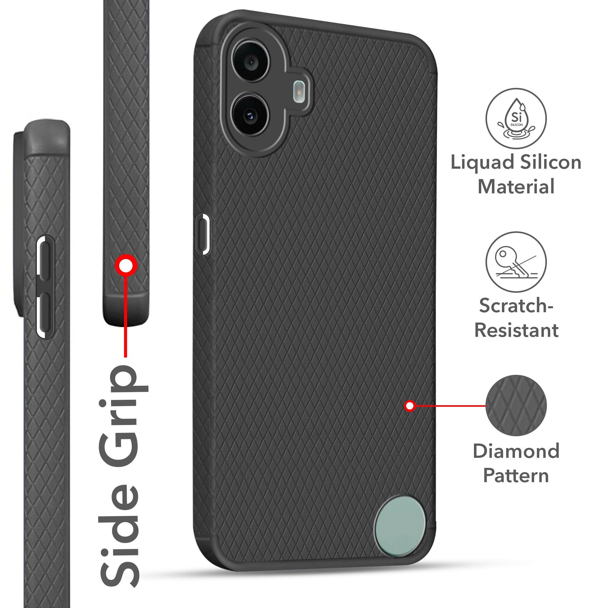 For Nothing CMF Phone 1 Back Cover Case (Liquid Silicone | Side Grip | Camera Protection)