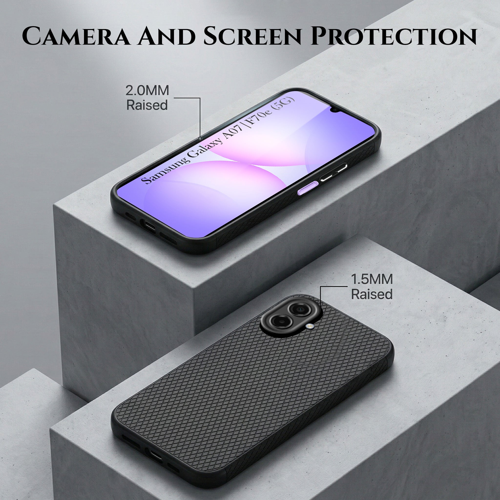 For Samsung Galaxy A07 5G | F70e 5G Combo with Back Cover and 9H Tempered Glass (Liquid Silicone | Camera Protection | Oleophobic Coating Screen Glass)