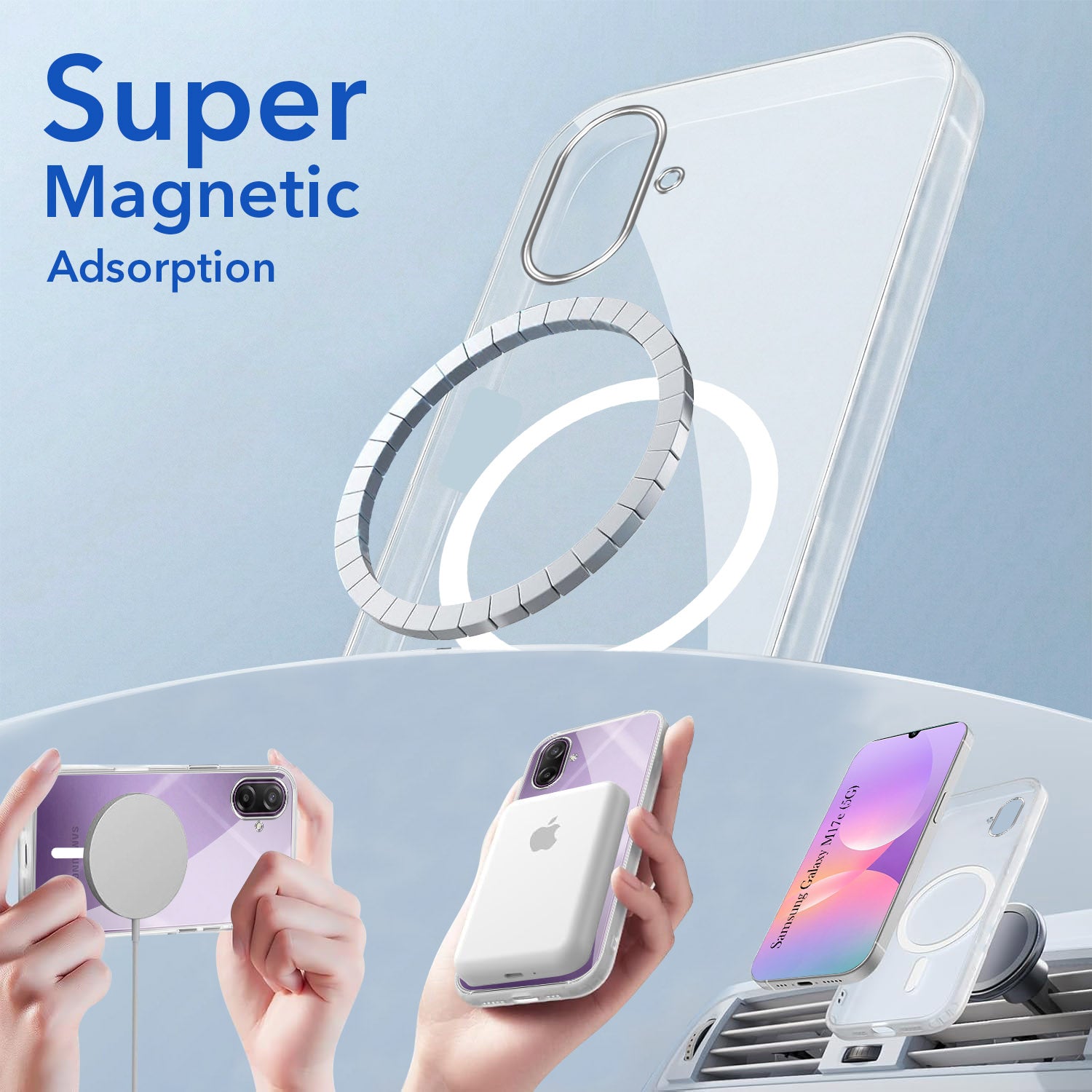 For Samsung Galaxy M17e Back Cover Case Lifetime Anti-Yellow MagSafe Compatible Clear (Sleek Hard Crystal | Shockproof and Camera Protection)