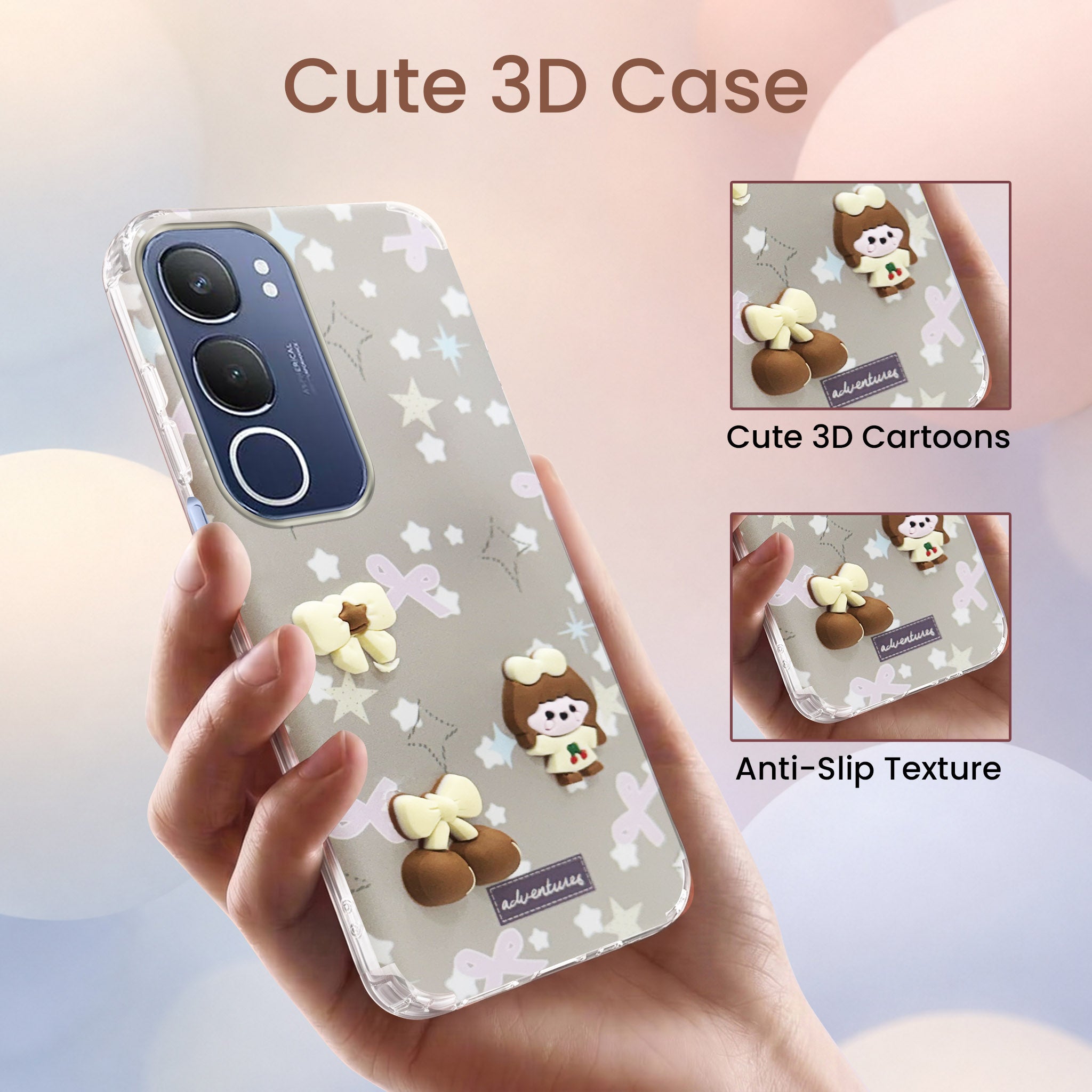 For Vivo Y29 Back Cover Case (3D Cute Cartoons | Hard Back Side Soft | Matte Premium Finish | HD Printing)