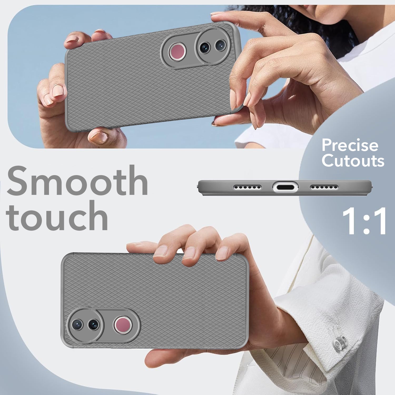 For Vivo V50 | Vivo V50e Back Cover Case (Liquid Silicone | Side Grip | Camera Protection)