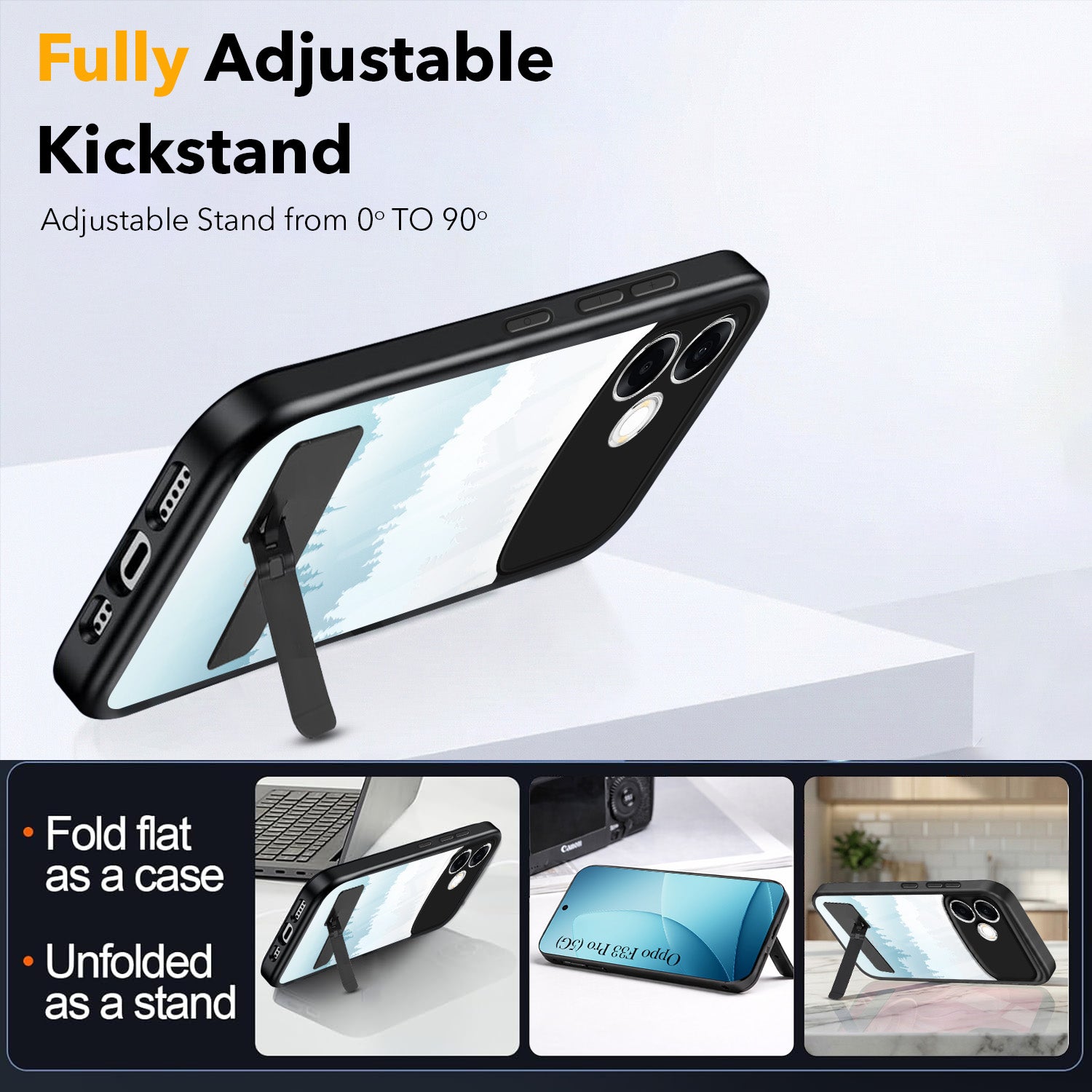 For Oppo F33 Pro 5G Back Cover Case (Built-in Stand | Lifetime Anti Yellow | Kickstand Shockproof | Camera Protection | MagSafe Compatible)
