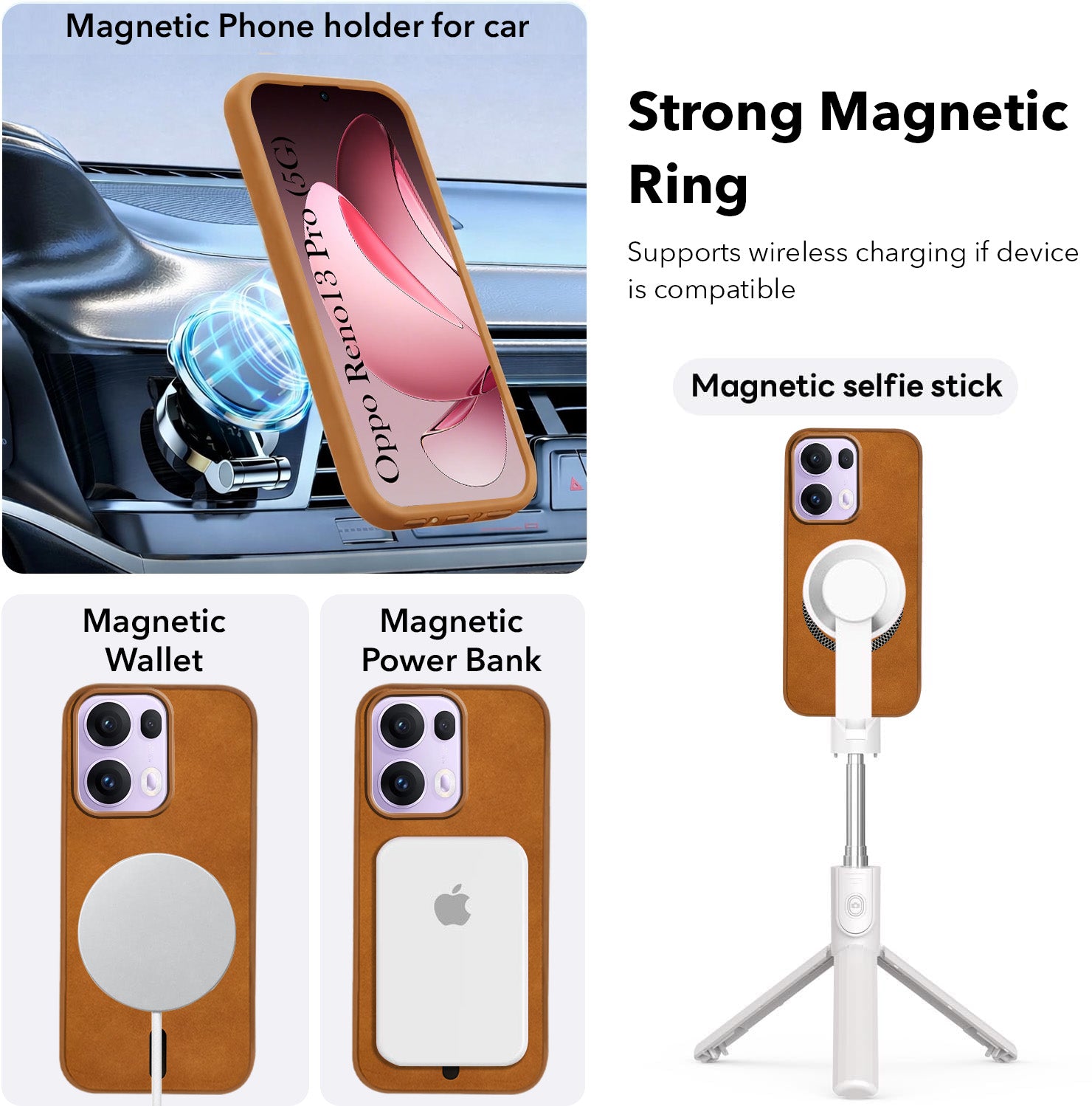 For Oppo Reno13 Pro | Oppo Reno 13 Pro Back Cover Case Leather Finish (MagSafe Compatible Wireless Charging | Soft Touch | Camera Bump Protection)