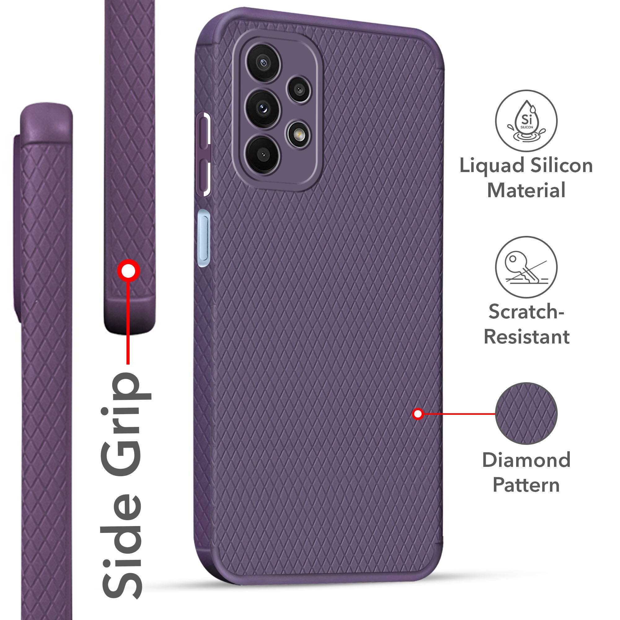 For Samsung Galaxy A23 4G | 5G Back Cover Case (Liquid Silicone | Side Grip | Camera Protection)