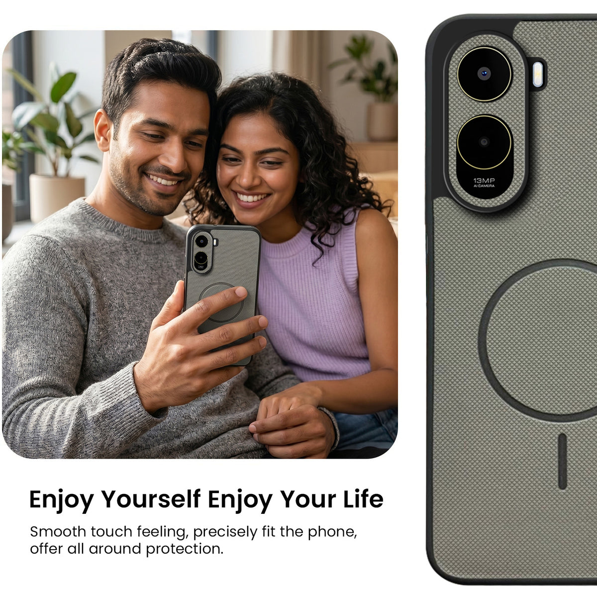For Poco C81 5G Back Cover Case PU Leather (Texture Grip Design | Professional Minimalist | Camera Protection | Soft and Flexible)