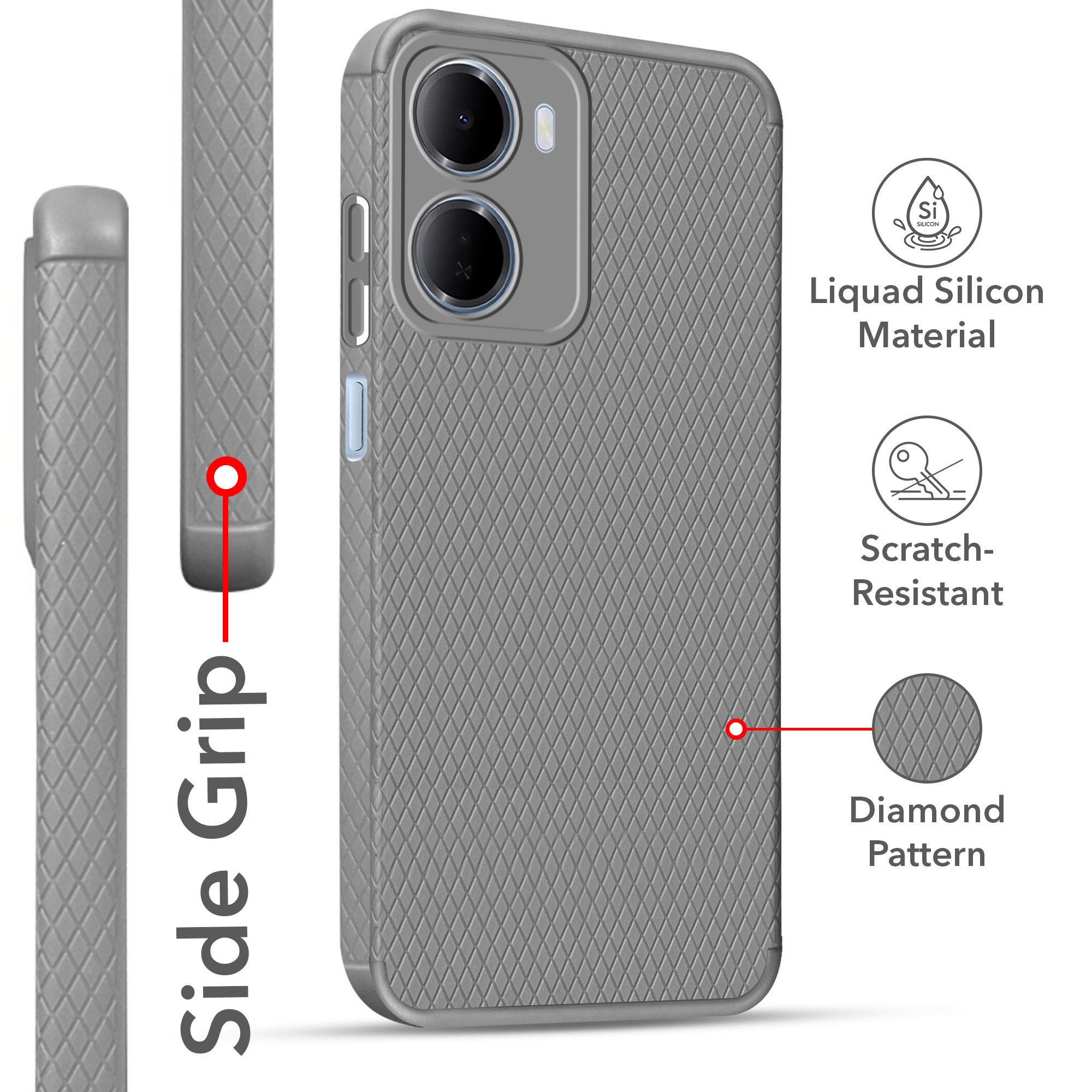 For Redmi 15A 5G Back Cover Case Liquid Silicone (Camera Protection | Side Grip Texture | Soft and Flexible)