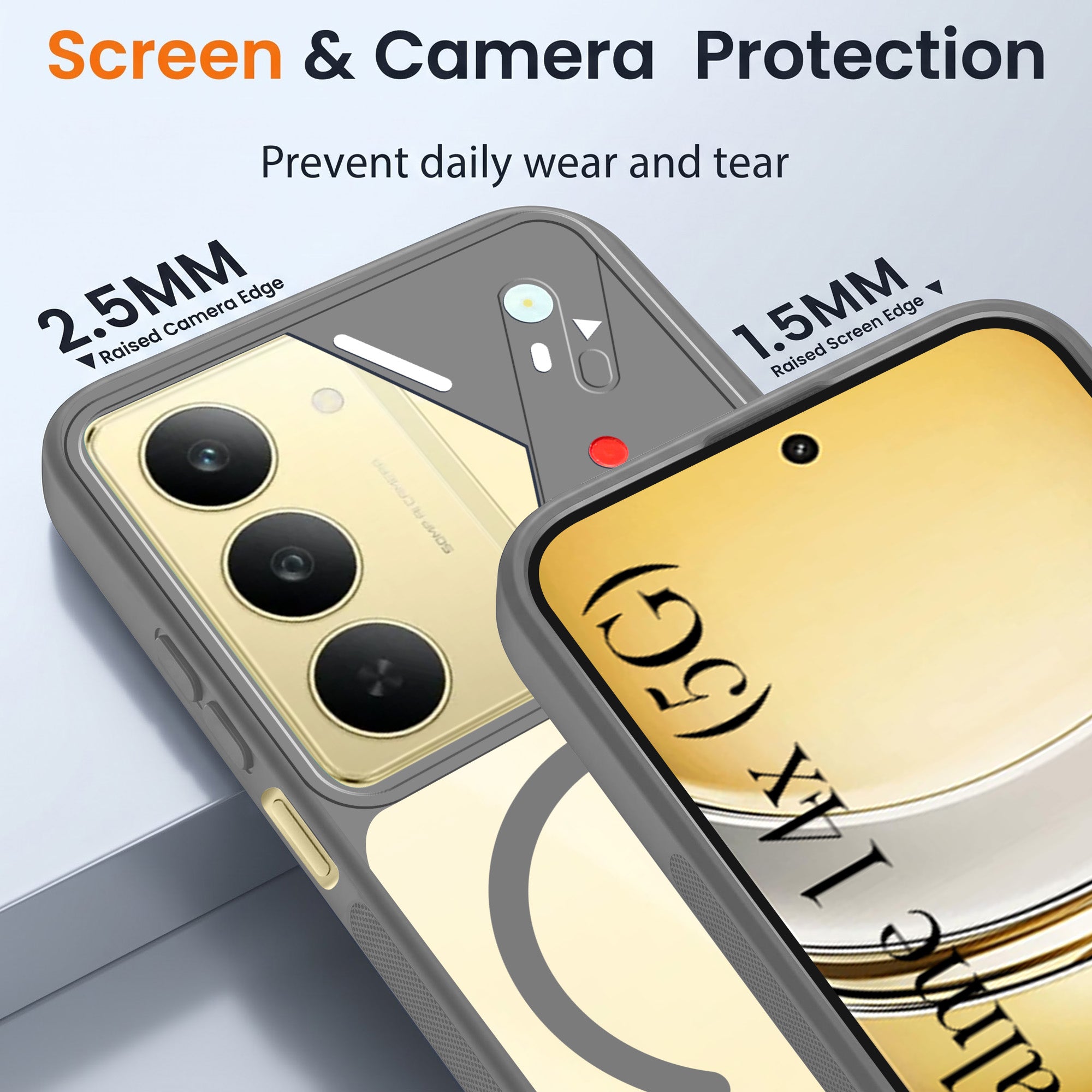 For Realme 14X Back Cover Case Lifetime Anti-Yellow Clear (Camera Protection | Side Grip | Wireless MagSafe Compatible)
