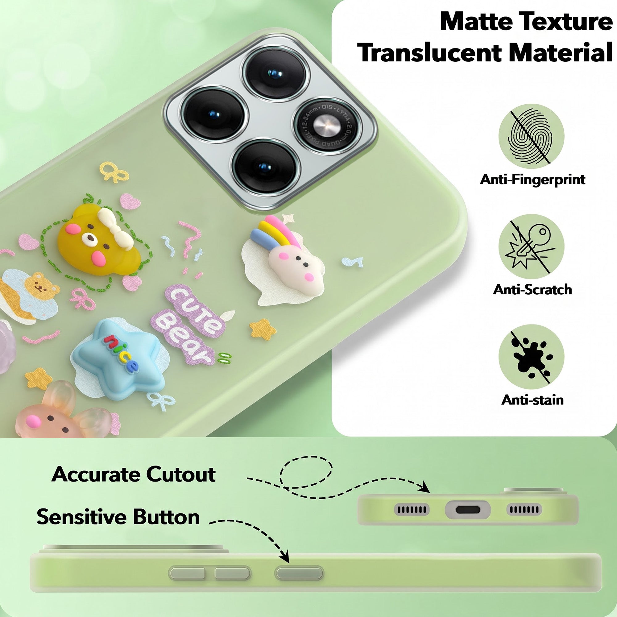 For Motorola Moto Edge 70 Fusion Back Cover Case (3D Cute Cartoons | Hard Back Side Soft | Matte Premium Finish | HD Printing)