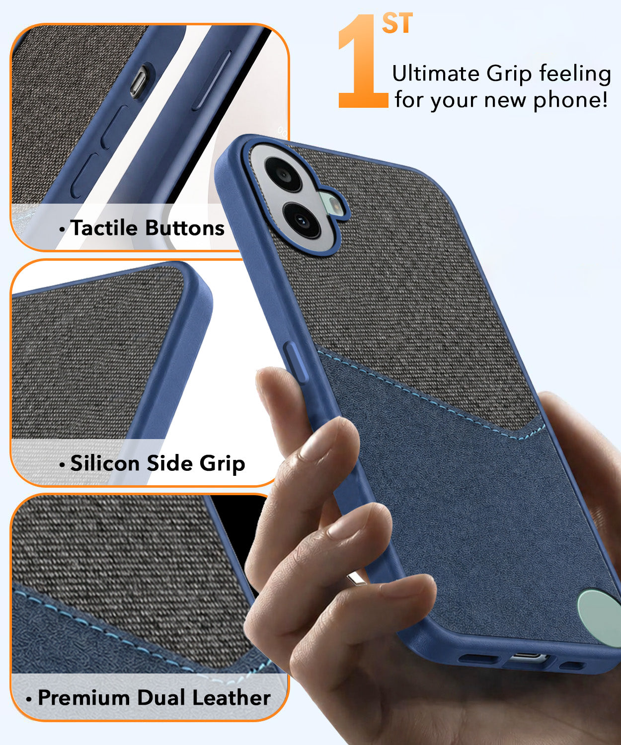 For Nothing CMF Phone 1 Back Cover Case (Dual PU Leather Stitch | Professional Minimalist | Soft and Flexible)