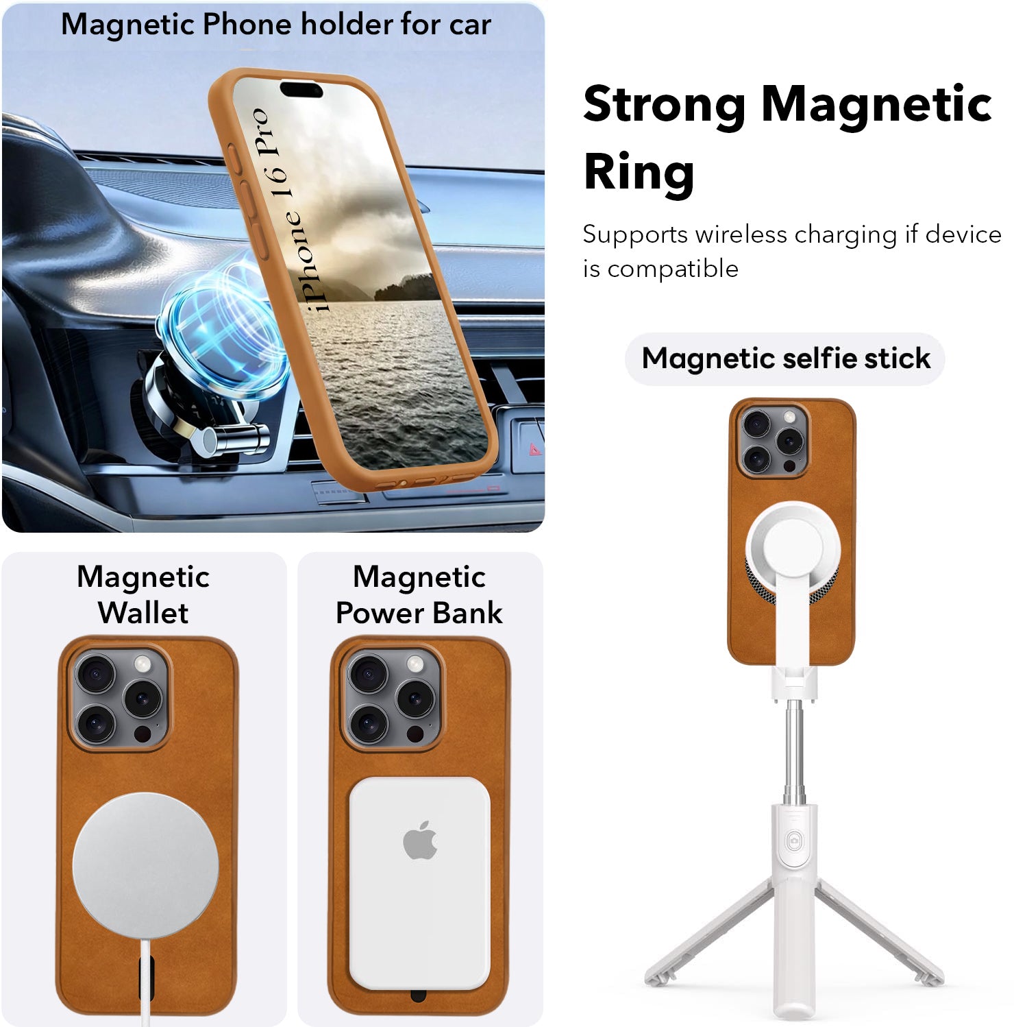 For Apple iPhone 16 Pro Back Cover Case (Sleek Leather Finish | MagSafe Compatible Wireless Charging | Camera Bump Protection)