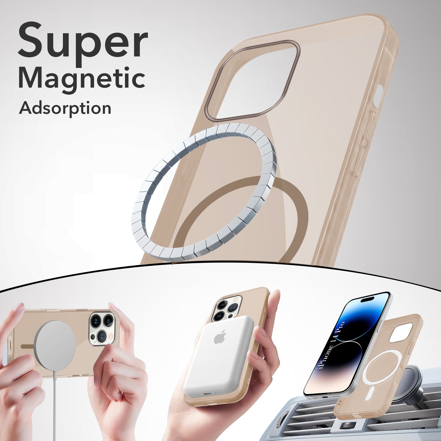For Apple iPhone 14 Pro Back Case Cover Lifetime Anti-Yellow MagSafe Compatible Clear (Sleek Hard Crystal | Camera Protection and Shockproof)