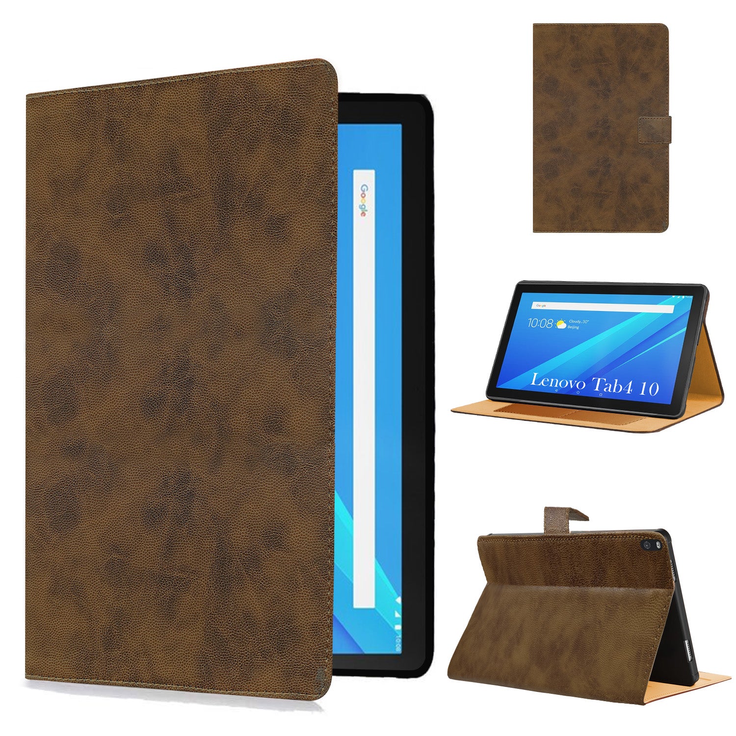 For Lenovo TAB 4 10 Inch TB-X304L Flip Cover Folio Cover (PU Leather | Multi-Angle Smart Stand | Card Storage Slots | Silicone Back Pouch)