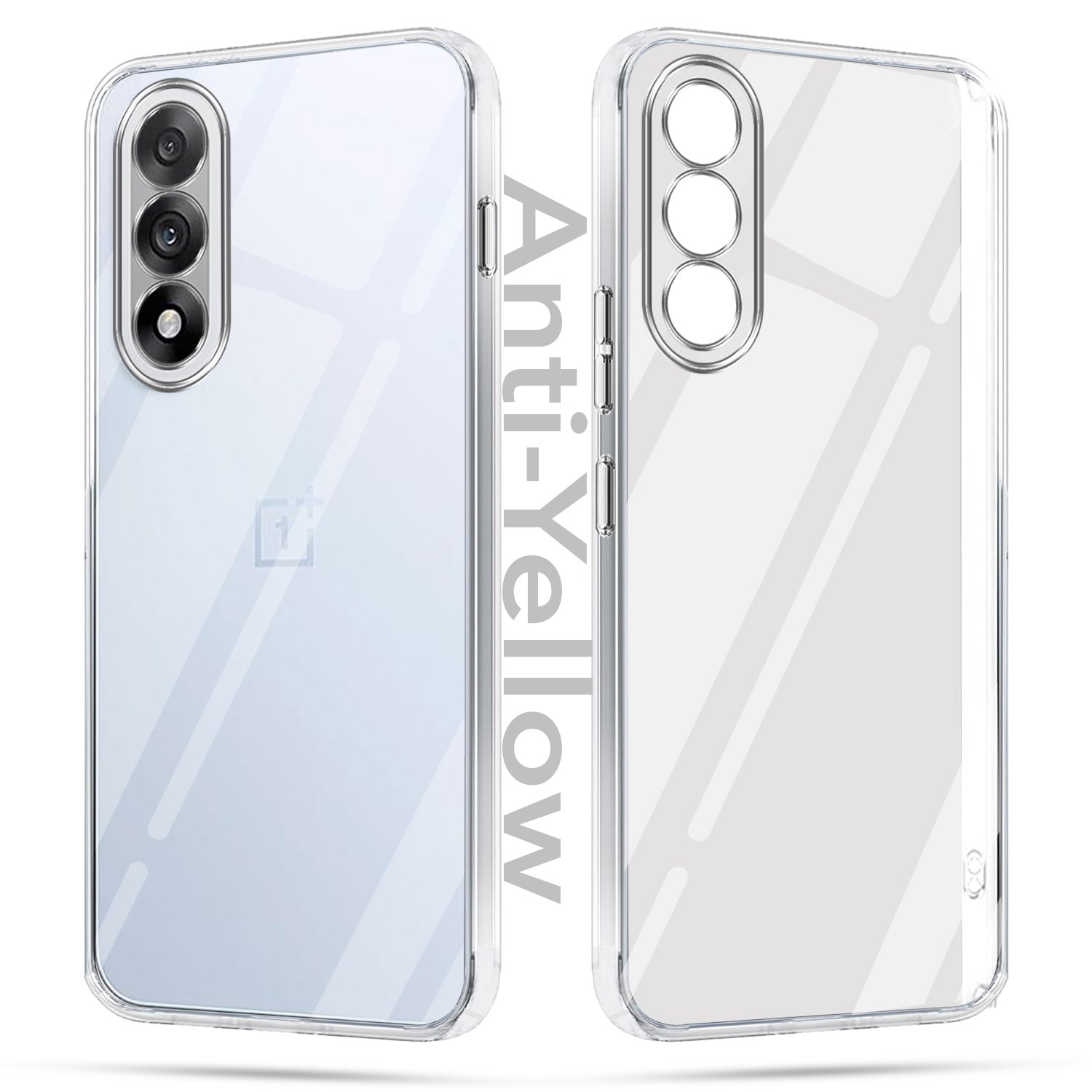 For Oneplus Nord 5 Combo with Back Cover and 9H Tempered Glass (Lifetime Anti-Yellow | Sleek Hard Crystal | Oleophobic Coating Screen Glass)