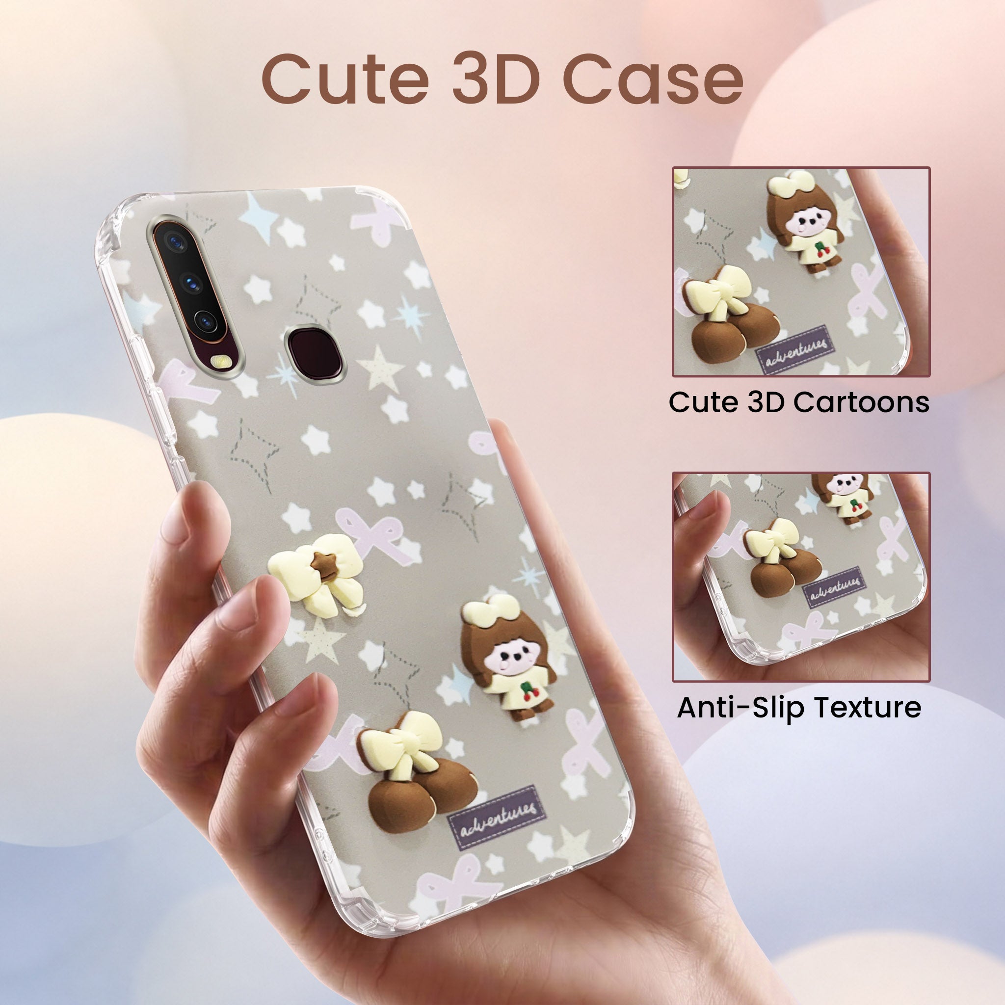 For Vivo Y12 | Y15 | Y17 Back Cover Case (3D Cute Cartoons | Hard Back Side Soft | Matte Premium Finish | HD Printing)