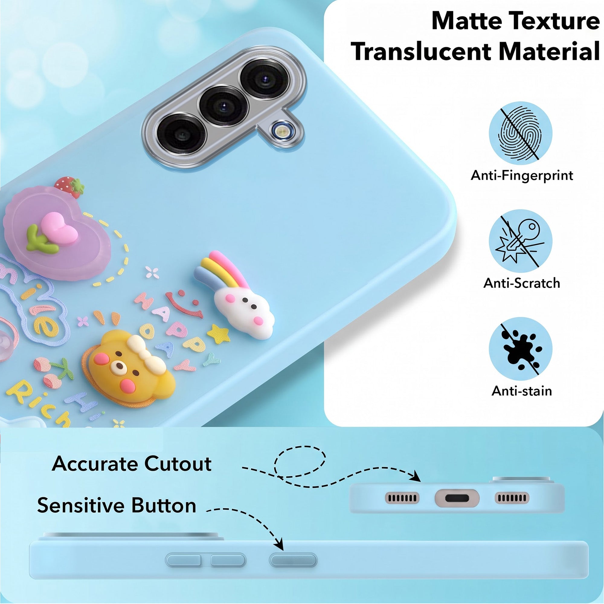 For Samsung A17 |F17 |M17 5G Back Cover Case (3D Cute Cartoons | Hard Back Side Soft | Matte Premium Finish | HD Printing)