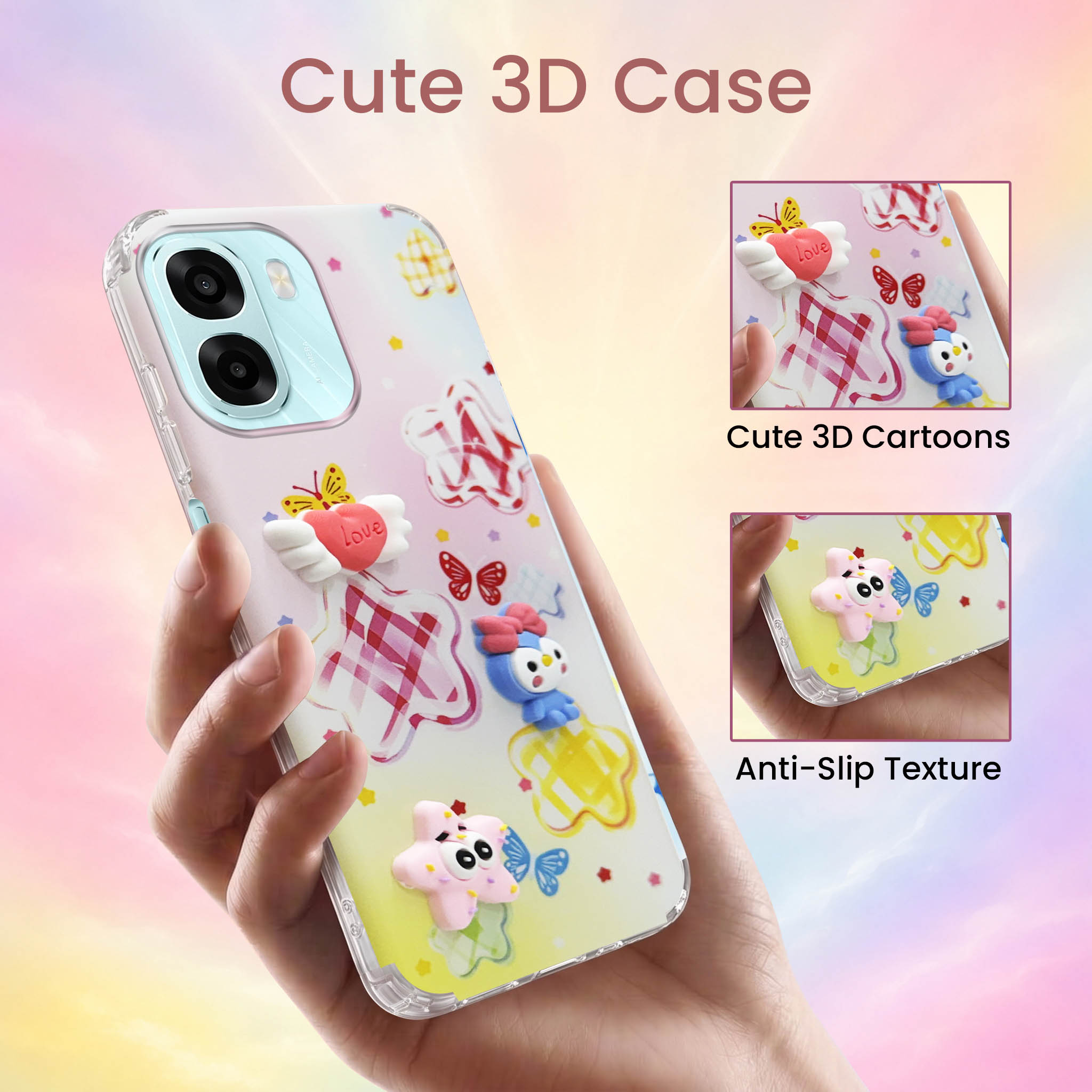 For Oppo A6X | Oppo A6S Back Cover Case (3D Cute Cartoons | Hard Back Side Soft | Matte Premium Finish | HD Printing)