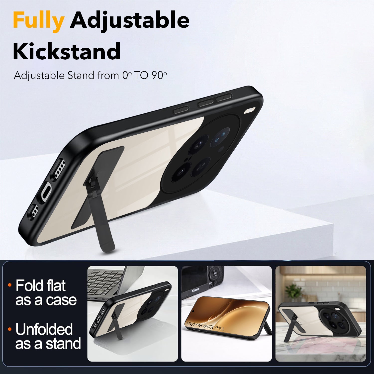 For Vivo X300 Pro Back Cover Case (Built-in Stand | Lifetime Anti Yellow | Kickstand Shockproof | Camera Protection | MagSafe Compatible)