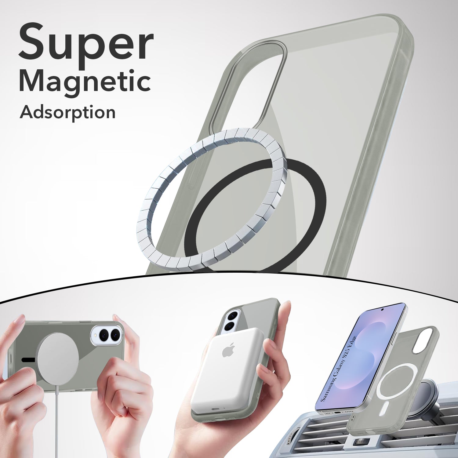 For Samsung Galaxy S25 Edge Back Cover Case Lifetime Anti-Yellow MagSafe Compatible Clear (Sleek Hard Crystal | Shockproof and Camera Protection)