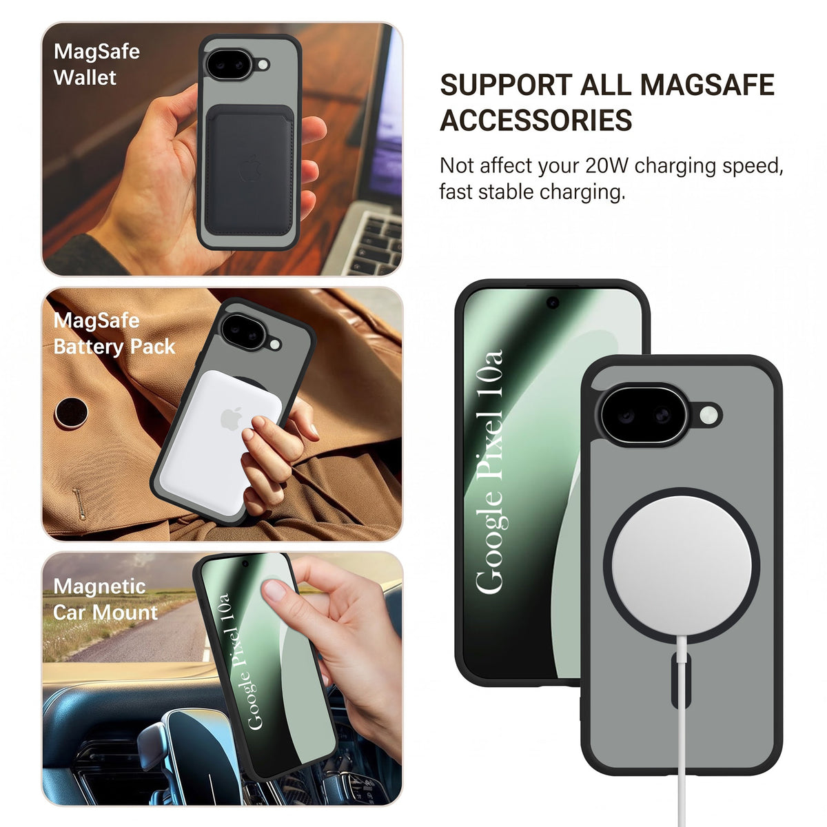 For Google Pixel 10a Matte Finish Back Case Cover (MagSafe Compatible | Translucent Soft Touch | Slim and Unbreakable)