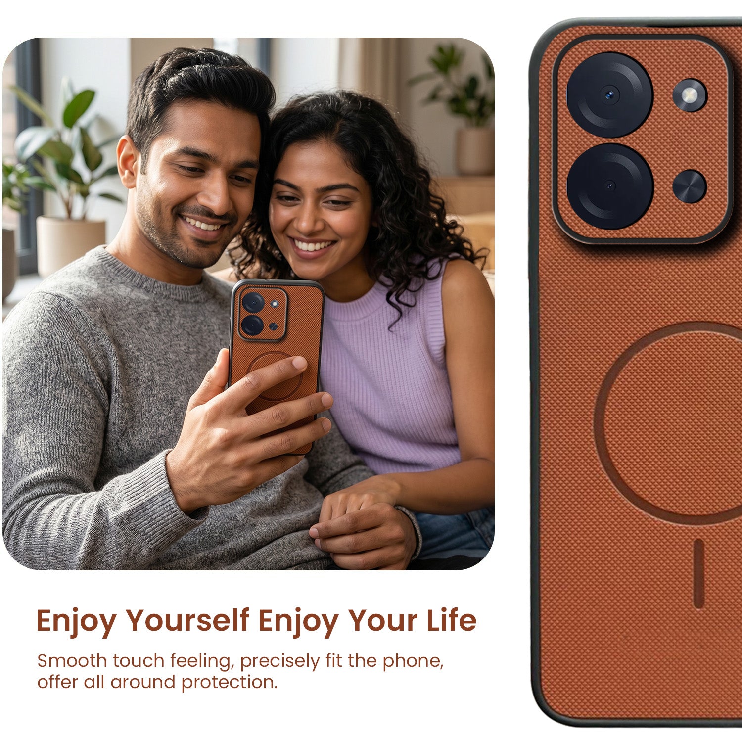 For Poco C85 5G Back Cover Case PU Leather (Texture Grip Design | Professional Minimalist | Camera Protection | Soft and Flexible)