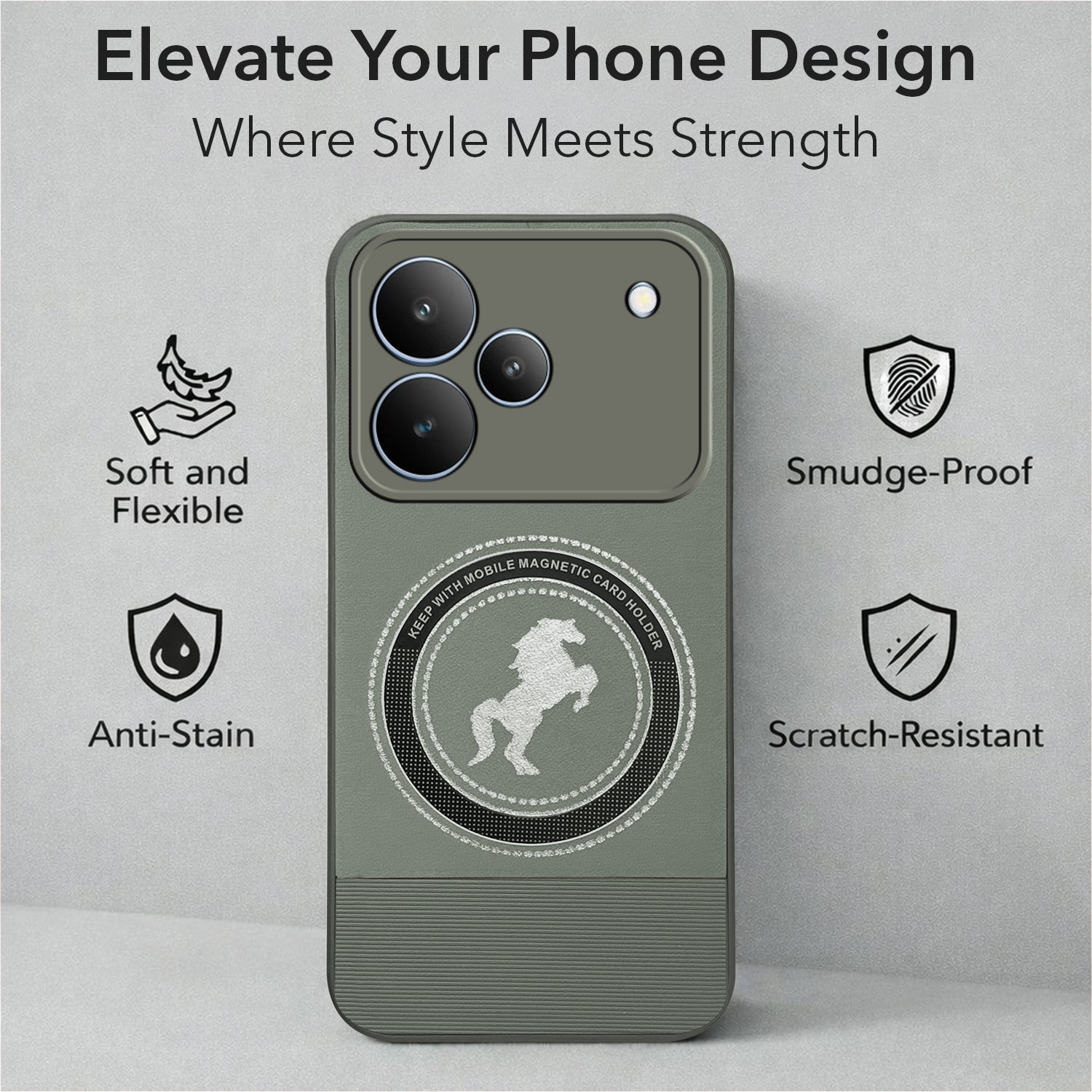 For Realme P4 Back Cover Case PU Leather Finish (Professional Minimalist Texture | MagSafe Compatile | Camera Protection | Sleek Sober Formal)