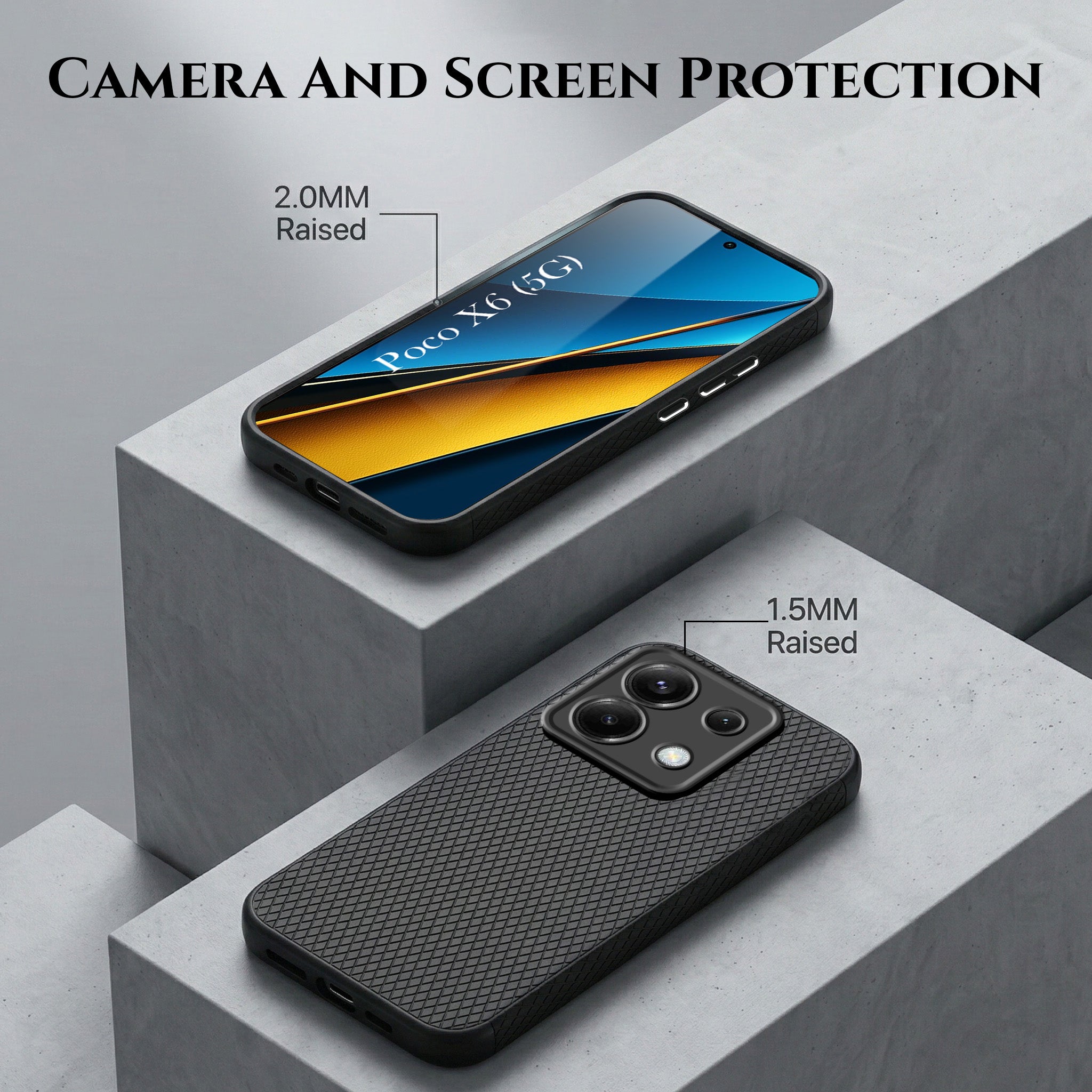 For Poco X6 5G Combo with Back Cover and 9H Tempered Glass (Liquid Silicone | Camera Protection | Oleophobic Coating Screen Glass)