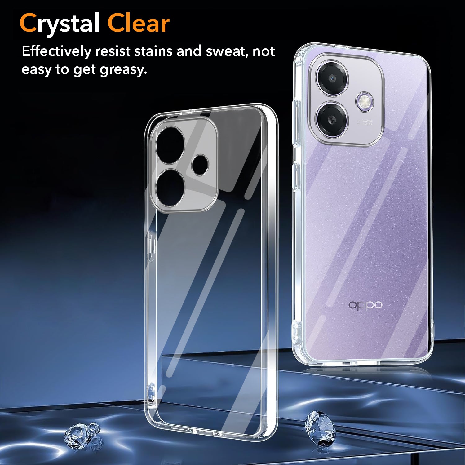 For Oppo A3X (4G/5G) | Oppo A3 5G Back Cover Case (Hybrid Crystal Panel with Side Soft PU | Camera Protection | HD Clear Shockproof)