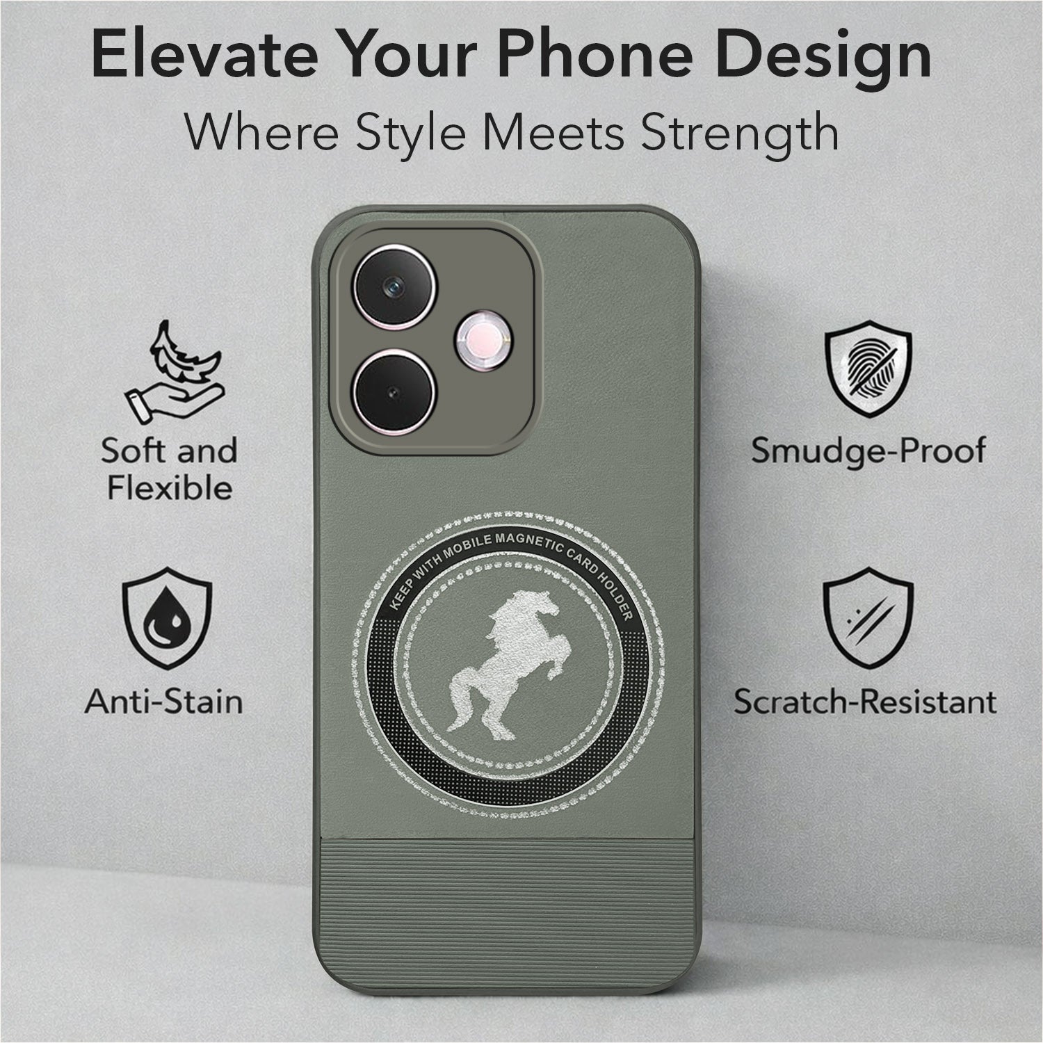 For Oppo A5 Pro Back Cover Case PU Leather Finish (Professional Minimalist Texture | MagSafe Compatile | Camera Protection | Sleek Sober Formal)