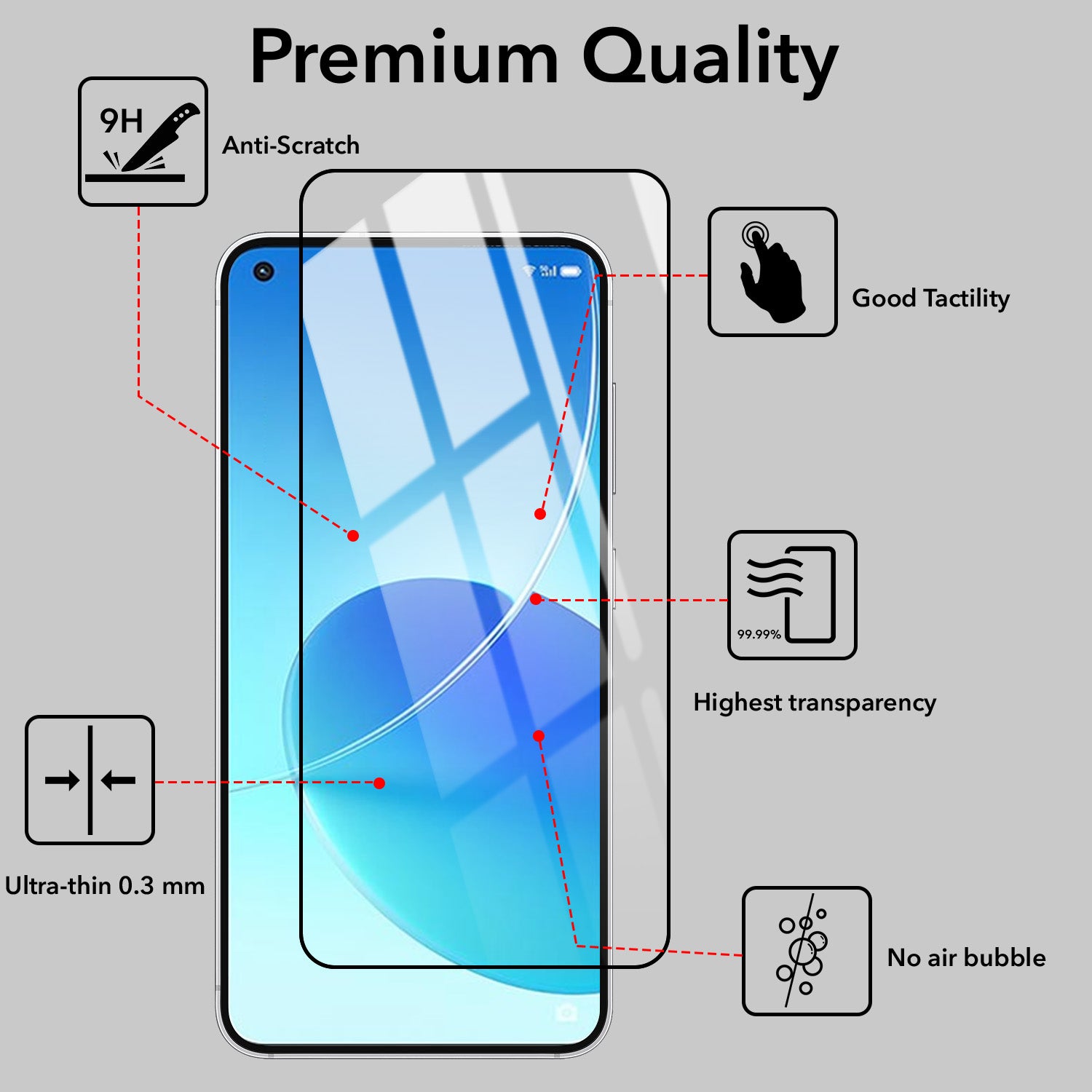 (Pack of 2) Tempered Glass For Oppo Reno6 5G | Reno 6 5G Military-Grade Gorilla Screen Protector With Installation Kit | Shatterproof, Full Coverage, HD Clear, Scratch Resistant