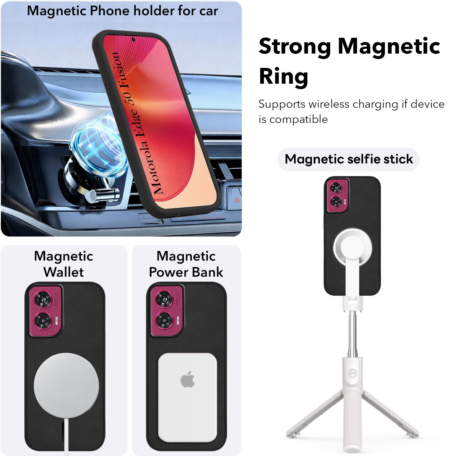 For Motorola Moto Edge 50 Fusion Back Cover Case Leather Finish (MagSafe Compatible Wireless Charging | Soft Touch | Camera Bump Protection)