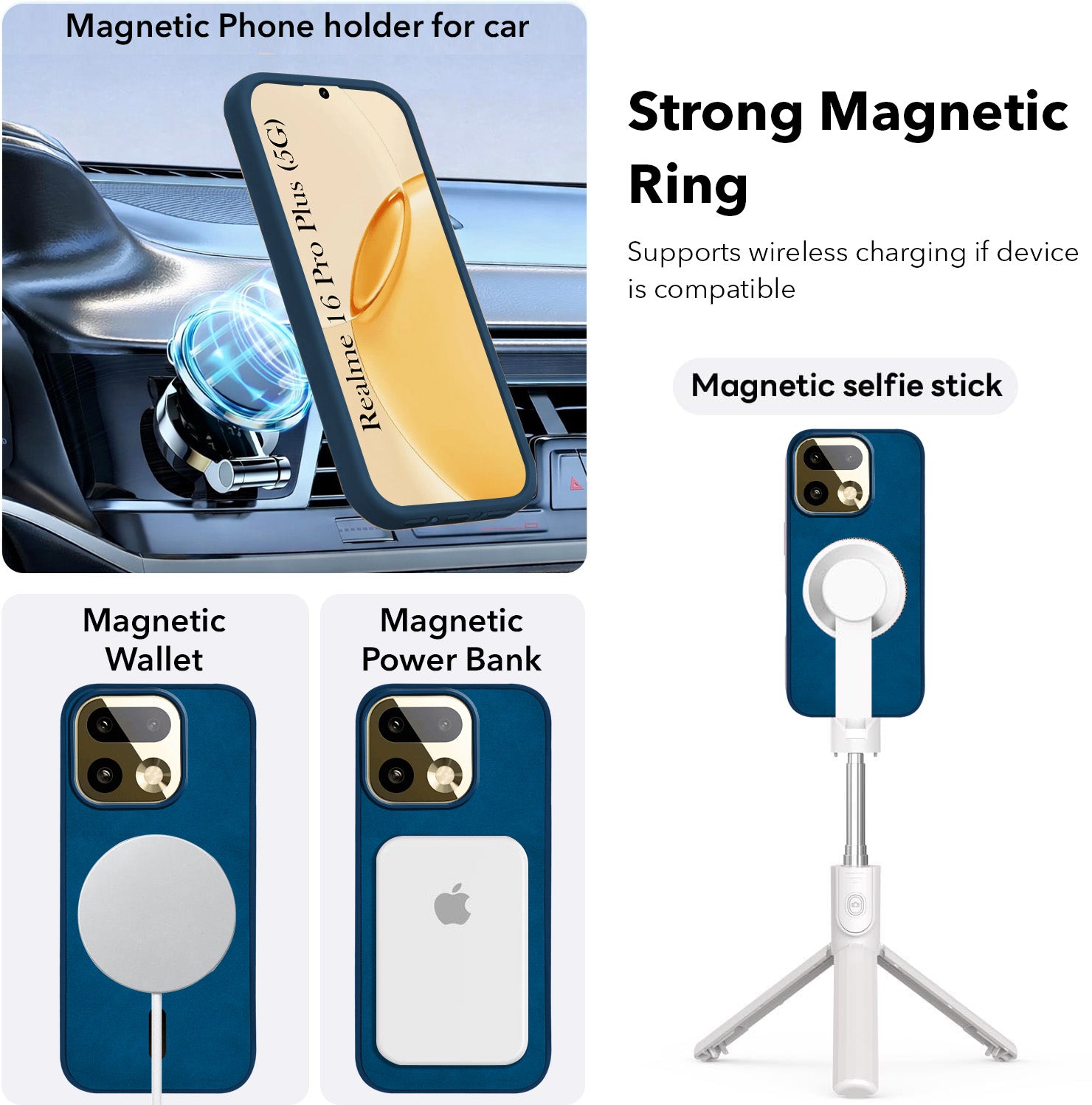 For Realme 16 Pro Plus 5G Back Cover Case Leather Finish (MagSafe Compatible Wireless Charging | Soft Touch | Camera Bump Protection)