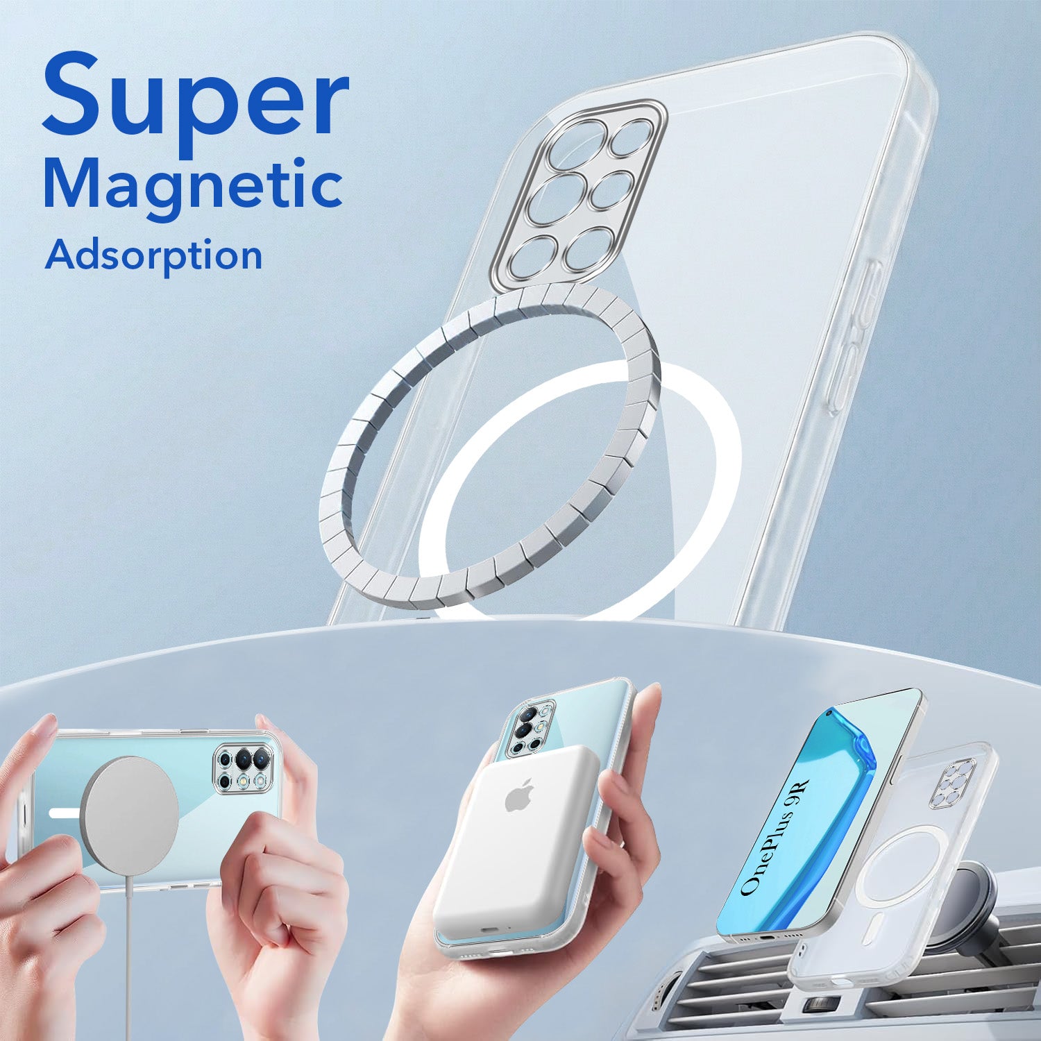 For OnePlus 9R 5G Back Cover Case Lifetime Anti-Yellow MagSafe Compatible Clear (Sleek Hard Crystal | Shockproof and Camera Protection)