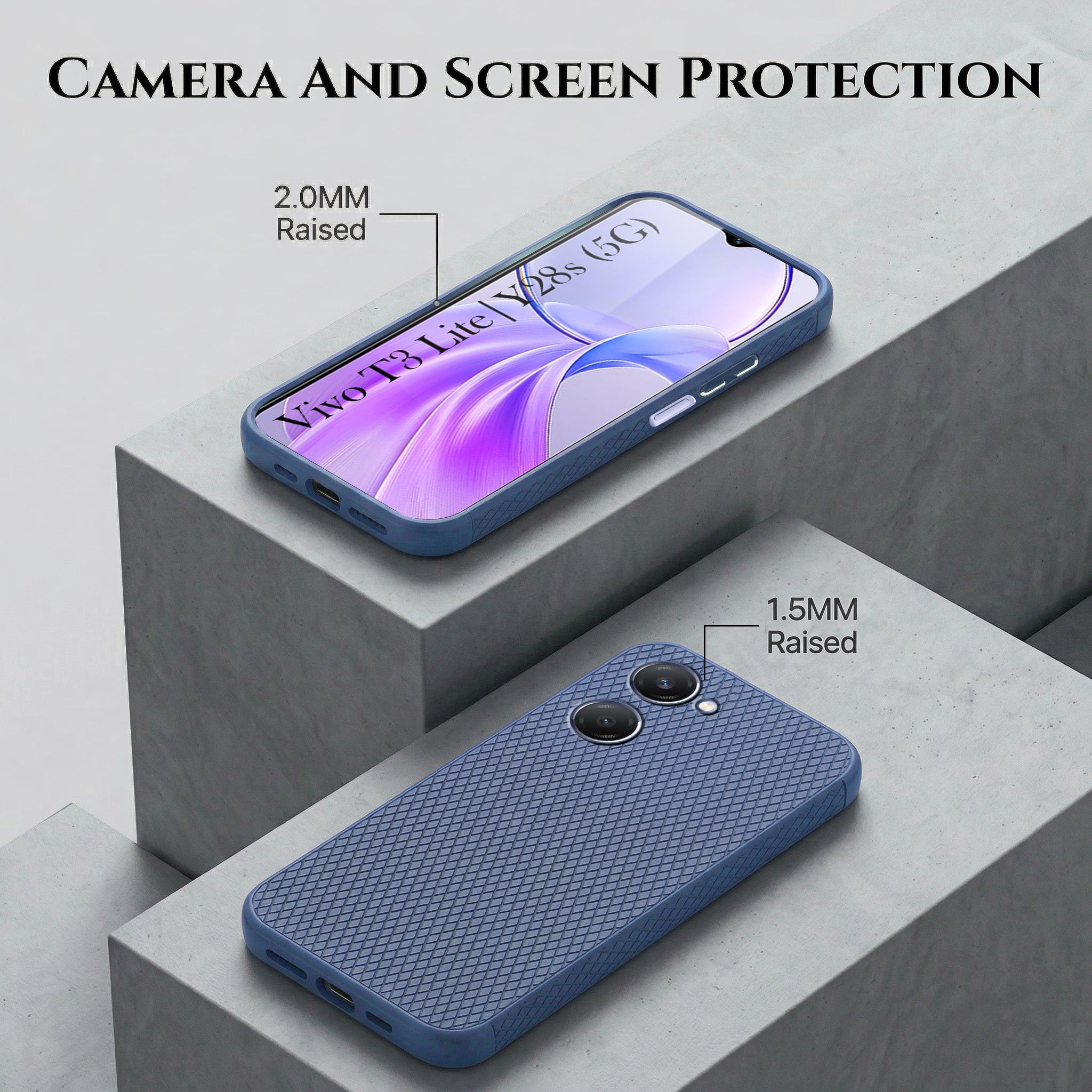 For Vivo Y28s 5G | Vivo T3 Lite 5G Combo with Back Cover and 9H Tempered Glass (Liquid Silicone | Camera Protection | Oleophobic Coating Screen Glass)