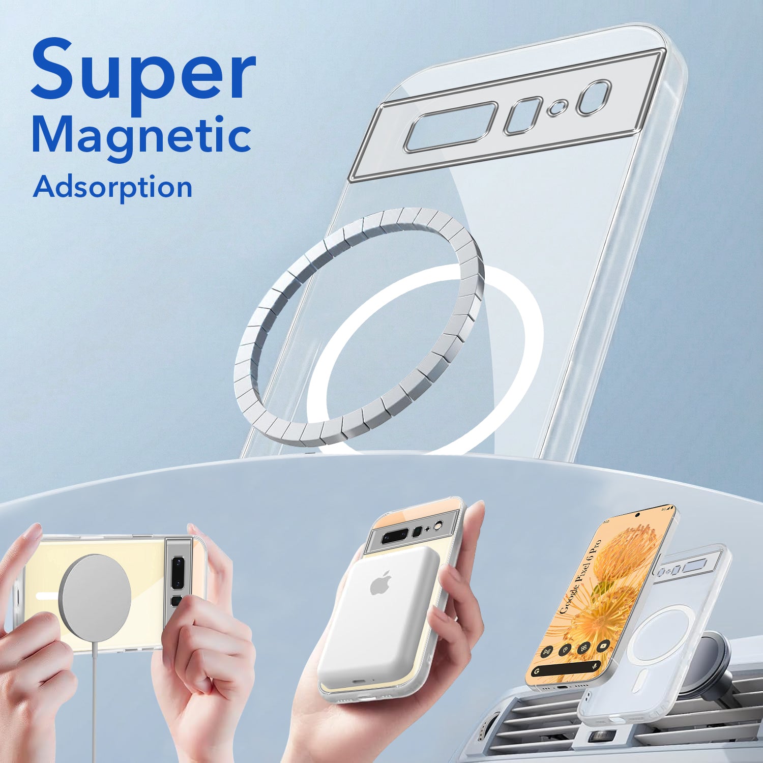 For Google Pixel 6 Pro Back Cover Shockproof Crystal-Clear (MagSafe Wireless Support | Drop & Camera Protection | Hard Polycarbonate)