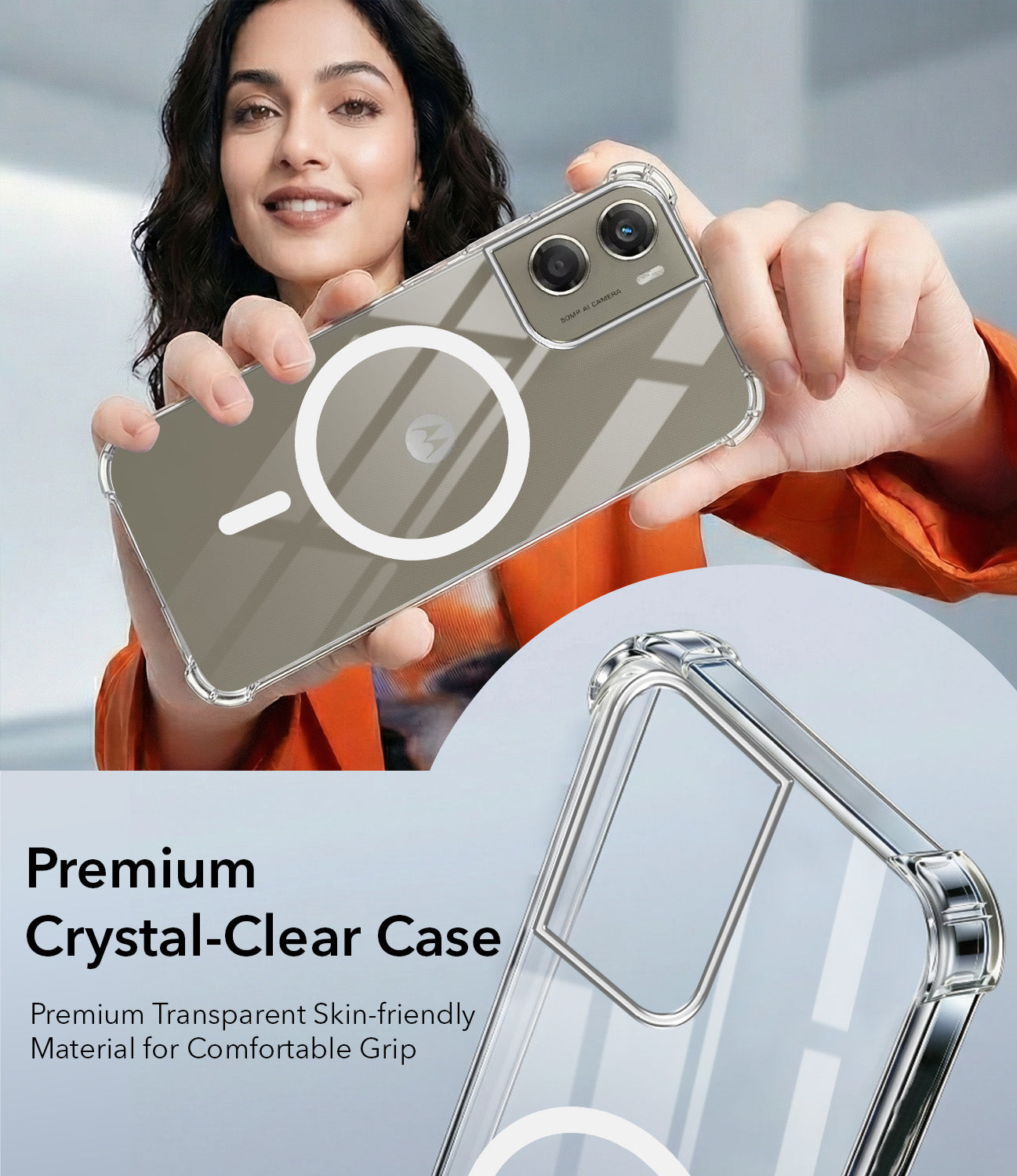 For Motorola Moto G06 Power Back Cover Shockproof Crystal-Clear (Magsafe Wireless Support | Drop & Camera Protection | Hard Polycarbonate)