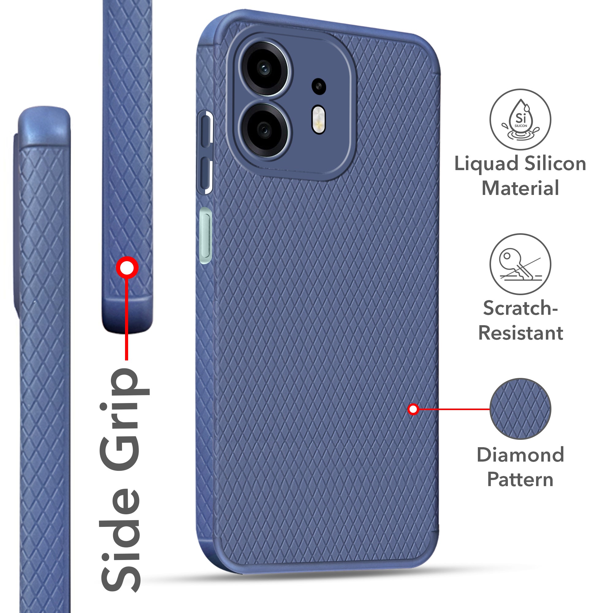 For OnePlus N6 Back Cover Case Liquid Silicone (Camera Protection | Side Grip Texture | Soft and Flexible)