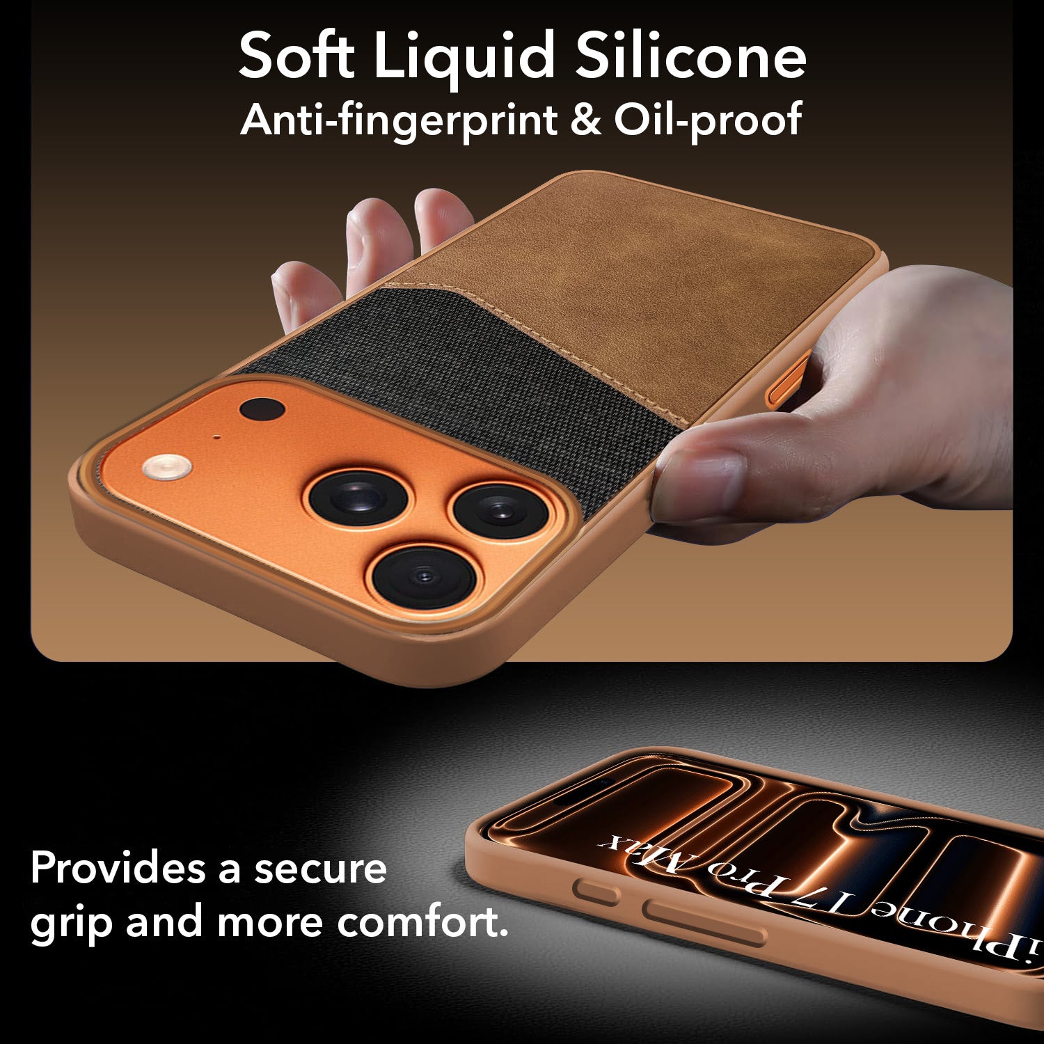 For Apple iPhone 17 Pro Max Back Cover Case (Dual PU Leather Stitch | Professional Minimalist | Soft and Flexible)