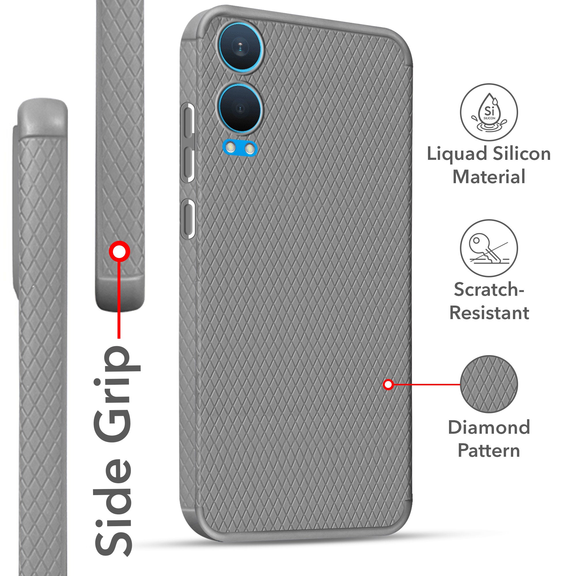 For OnePlus Nord CE 4 Lite Back Cover Case (Liquid Silicone | Side Grip | Camera Protection)