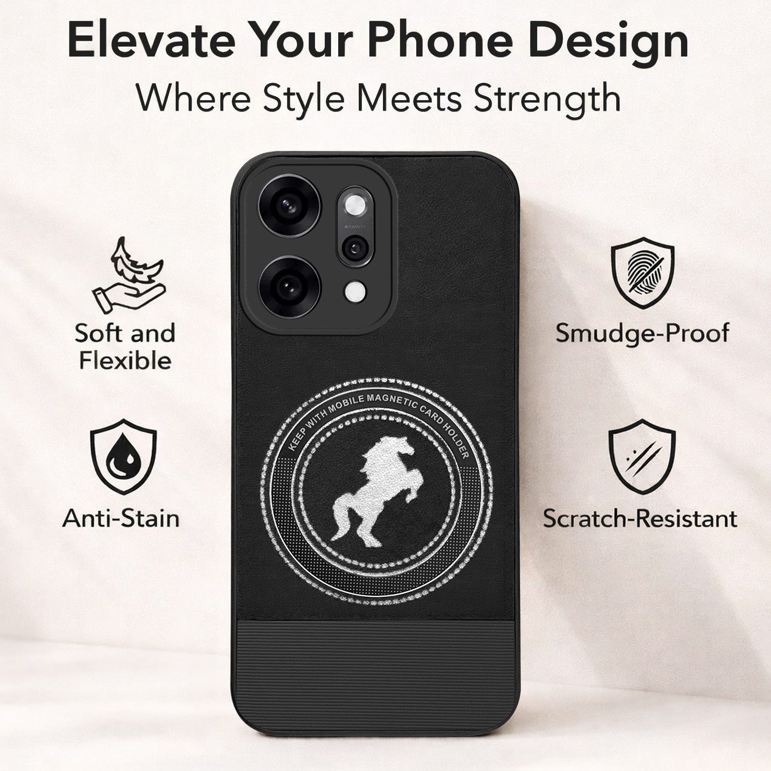 For Oppo Reno14 Pro 5G | Oppo Reno 14 Pro 5G Back Cover Case PU Leather Finish (Professional Minimalist Texture | MagSafe Compatile | Camera Protection | Sleek Sober Formal)