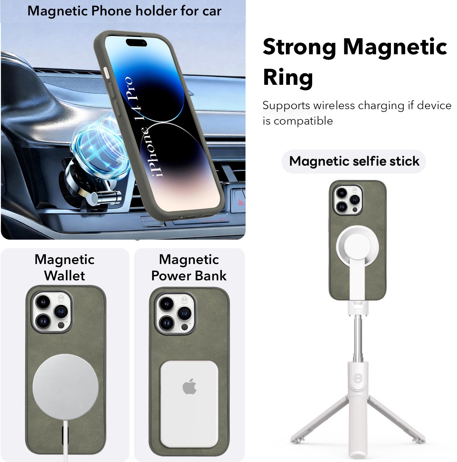 For Apple iPhone 14 Pro Back Cover Case Leather Finish (MagSafe Compatible Wireless Charging | Soft Touch | Camera Bump Protection)
